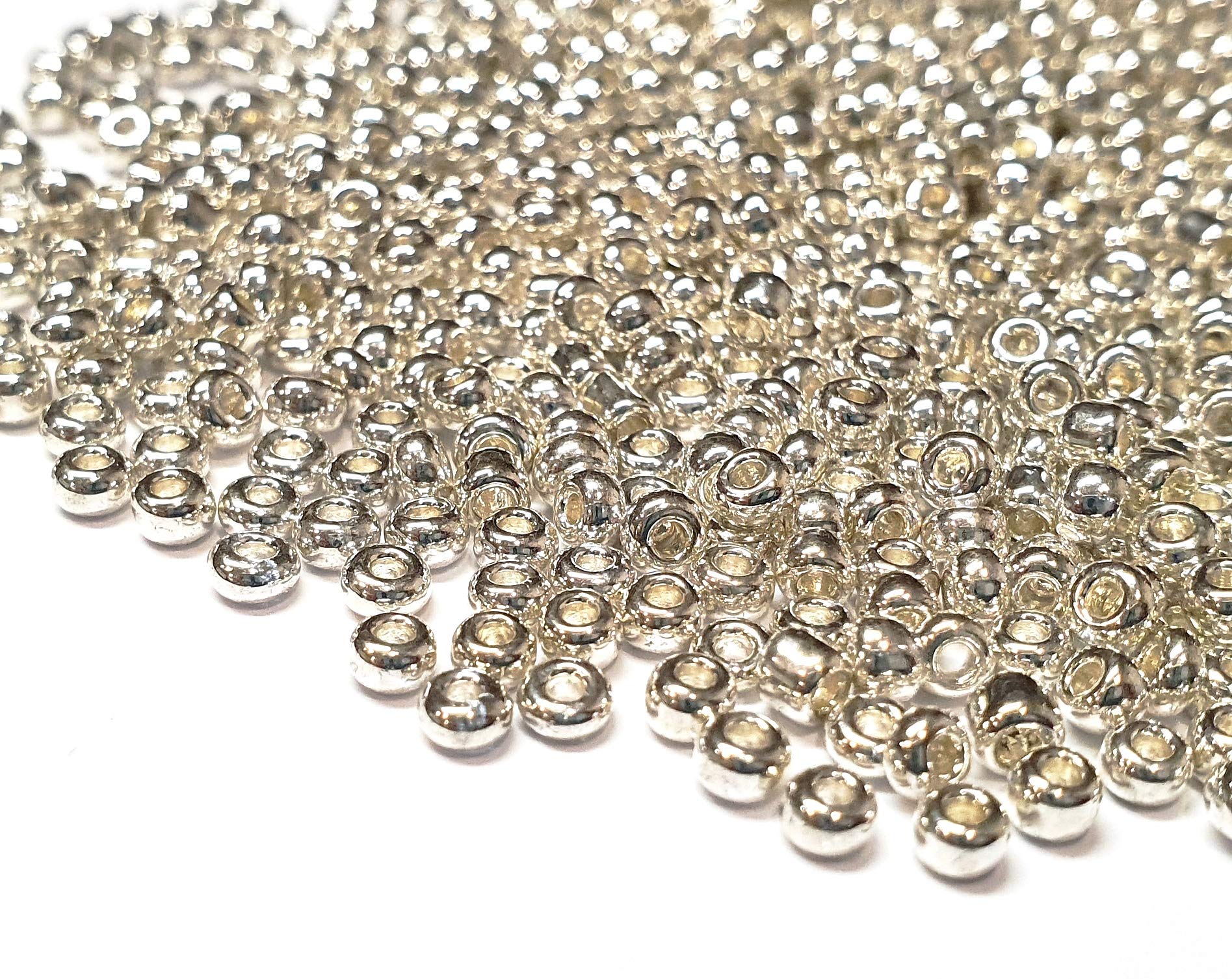 1100 Perline In Vetro Metallizzate 4 Mm (6/0) – Colori Oro, Argento, Nero, Verde-Blu – Perline Pony Per Gioielli Fai Da Te E Decorazioni