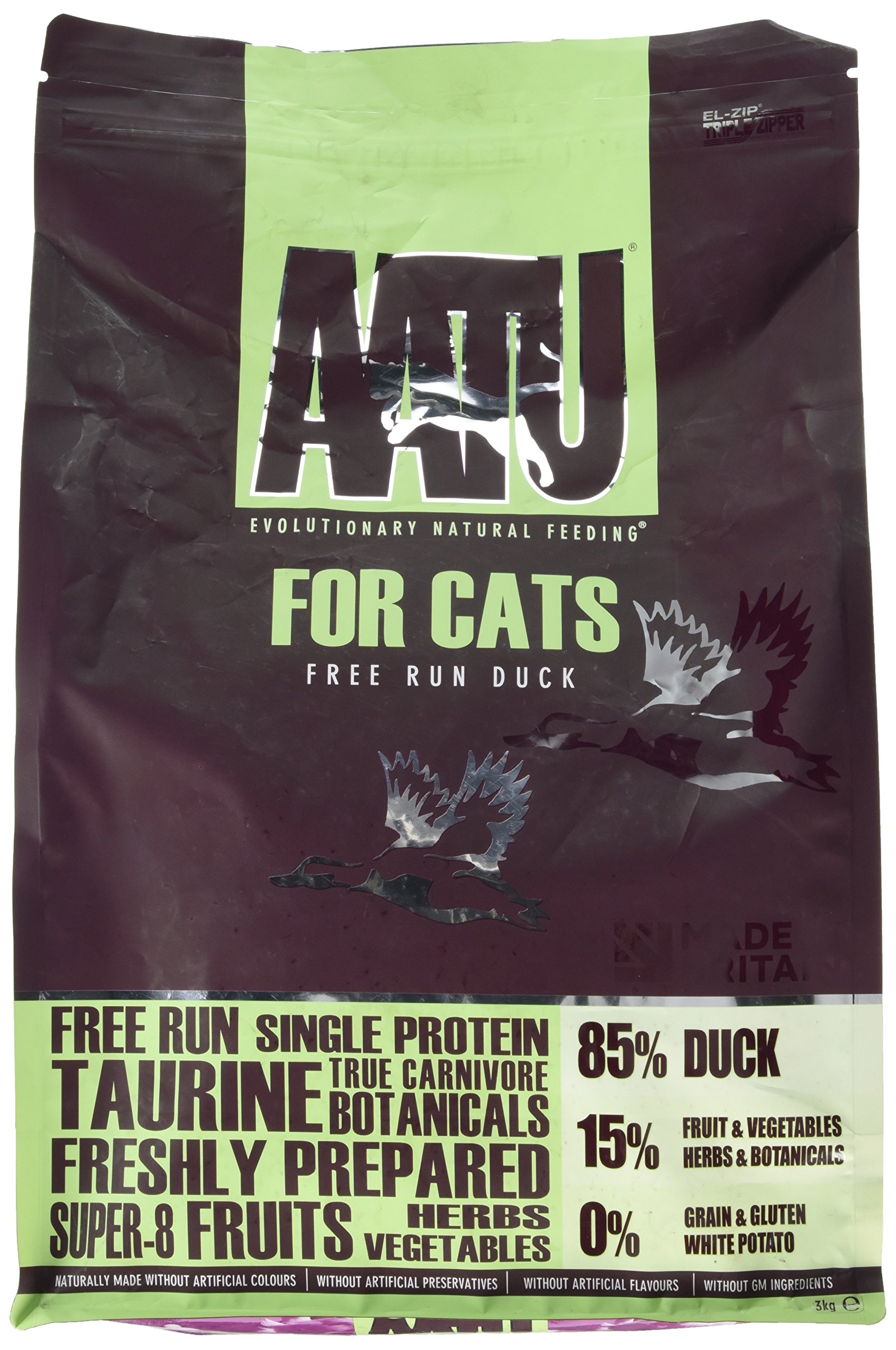 AATU 85/15 Dry Cat Food - Duck (3kg) - High Protein Grain Free Recipe with No Artificial Ingredients