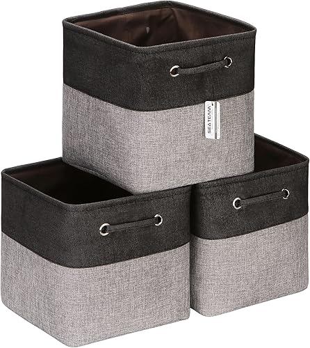 Sea Team Juego de 3 cestas de almacenamiento cúbicas, organizador de cubos de almacenamiento, cubos de ropa, juguetes, 11 x 11 x 11 pulgadas, caja
