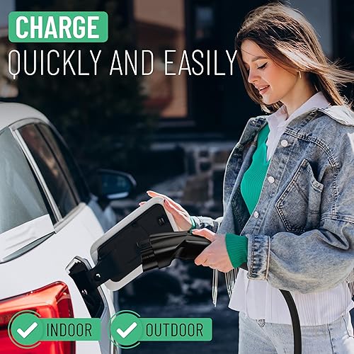 Miniatura 7 de NIVION Adaptador de carga Tesla a J1772 de 80 A  250 V para J1772 EVs y PHEVs  Bloqueo anticaída, compatible con conectores Tesla de alta potencia,