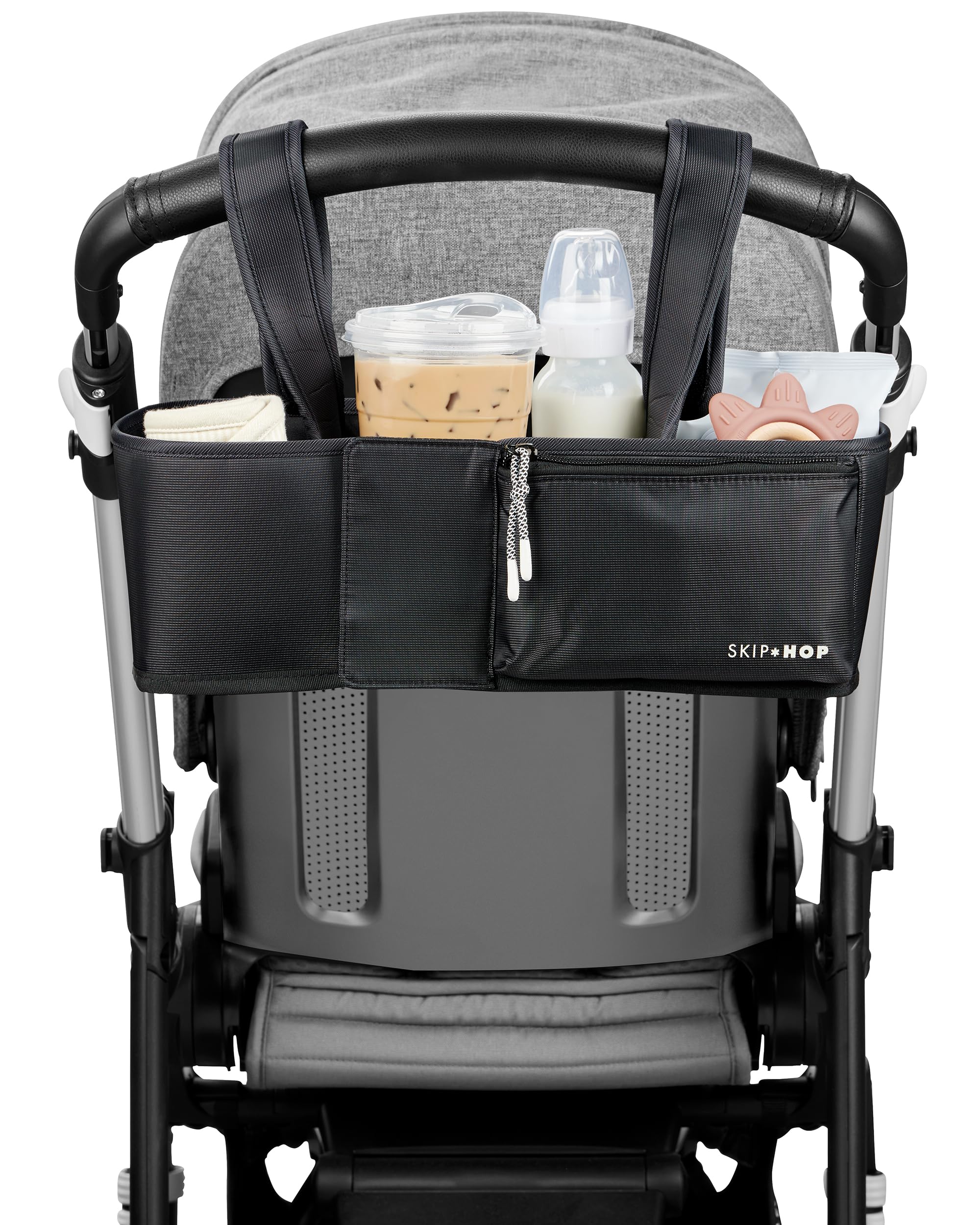 Skip Hop Organizer per passeggino, universale, con cinghie regolabili, alette magnetiche e design convertibile, adatto per 1,25 dl. Tumblers nero