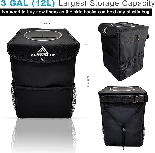 Miniatura 4 de Papelera Autobase para Coche  Bote de Basura para Camión SUV de Gran Tamaño de 3 Galones  Artículos Esenciales para Viajes por Carretera  Regalos