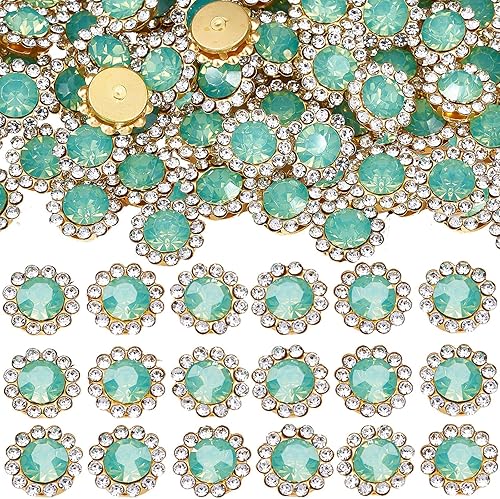 Miniatura 20 de 160 diamantes de imitación para coser de 0.472 pulgadas, base de metal, diamantes de imitación para coser en ropa, zapatos, aretes, cinturón