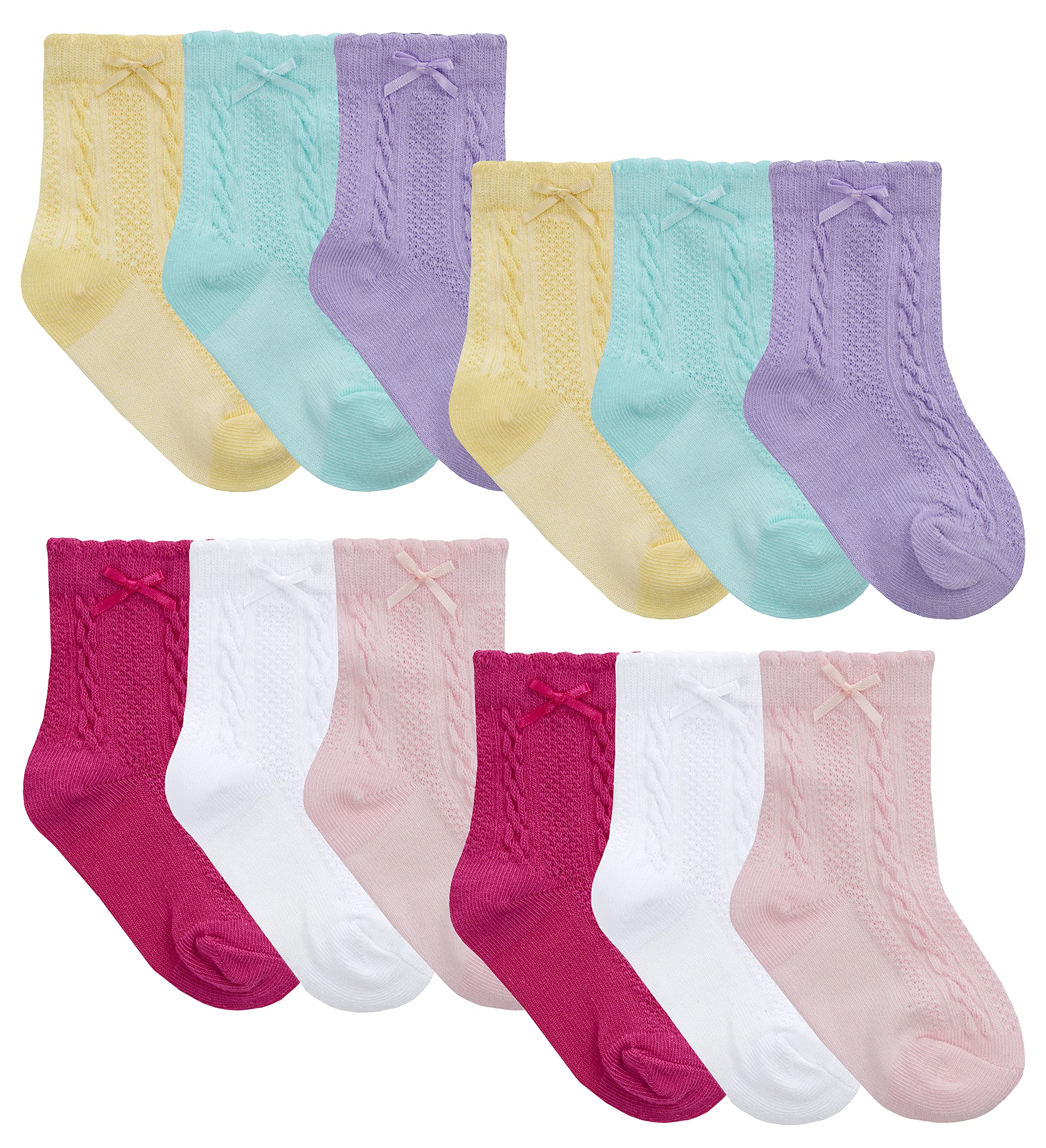 Sock Snob 12 Pair Babies Cable/Bow Socks