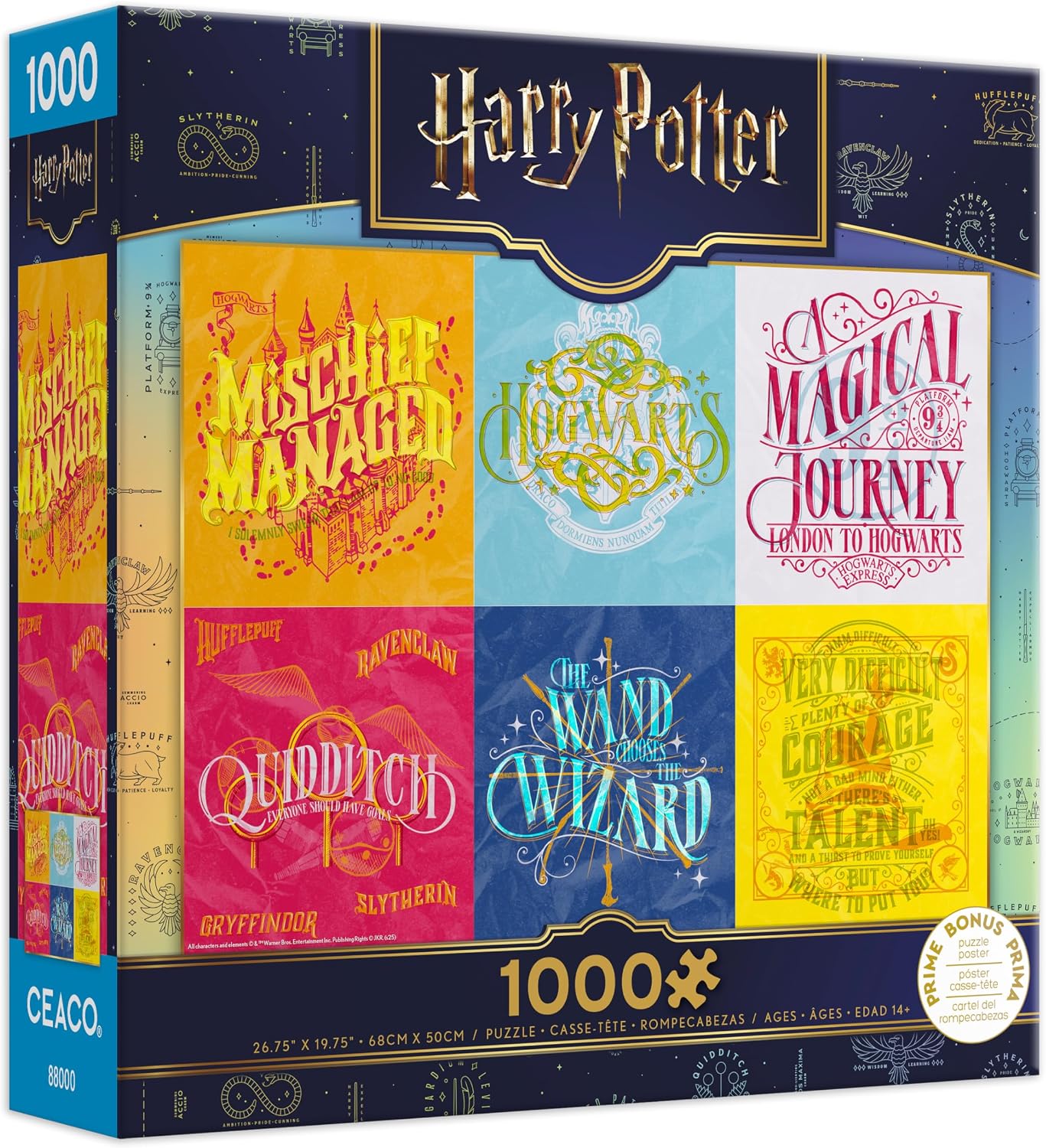 CEACO Harry Potter: Notable Phrases Jigsaw Puzzle - 1000 Pieces - Challenging Build & Harry Potter Puzzles for Adults - Memorable Wizarding Quotes & Hogwarts References