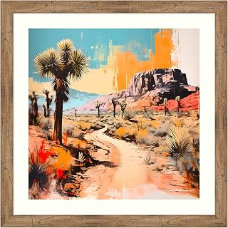 Amanti Art Framed Wall Art Print 36x36 The Desert Path III by Walker Noble, Landscapes Wall Art, Modern Contemporary Decor, Large Poster Painting Artwork for Living Room, Bedroom, Bathroom, Kitchen,