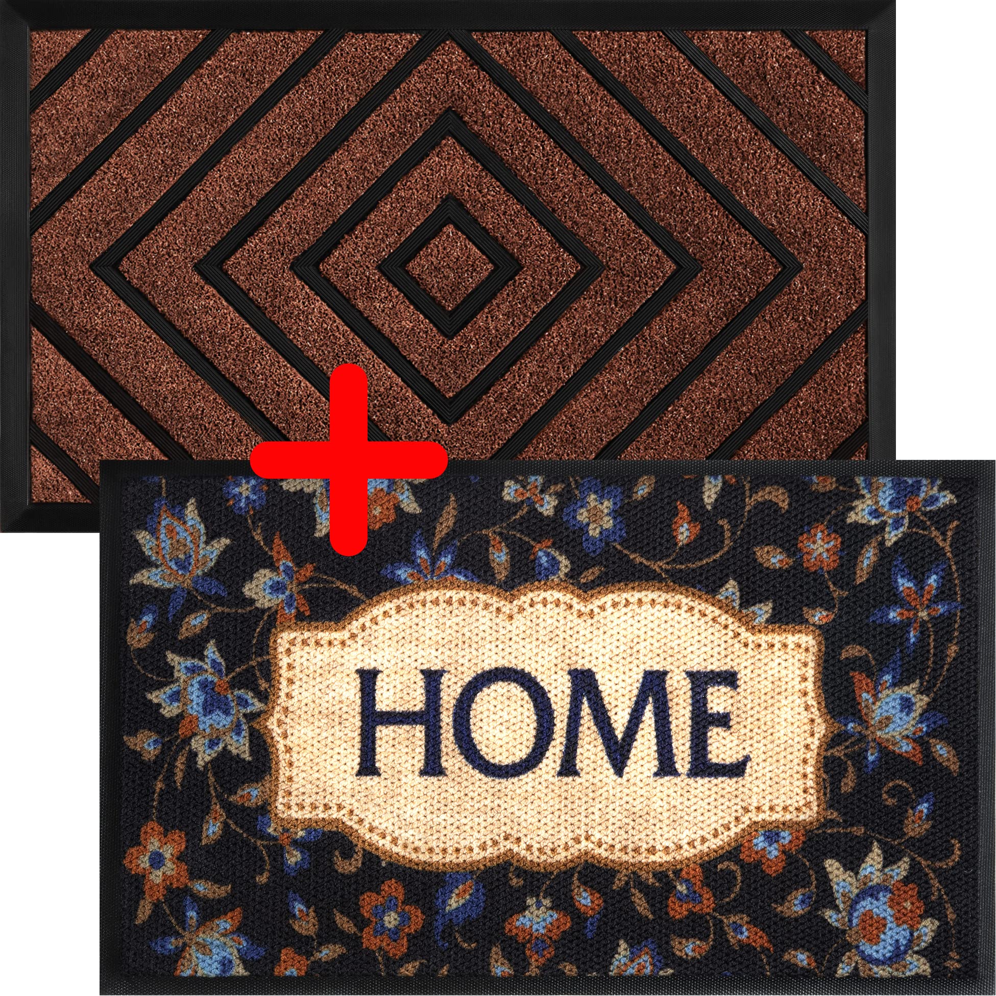 Bundle - 2 Pack Door Mats - Extra Durable Door Mat 30x18 - Welcome Mats - Indoor Door Mats - Heavy Duty Front Door Mat - Outdoor Mat