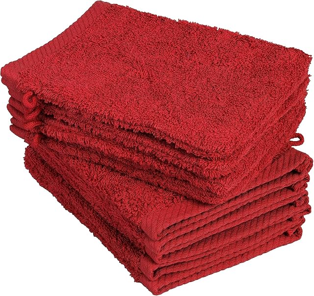 Zestaw 10 rękawic do mycia, myjki rozmiar 15x21 cm czerwone 100% bawełna
