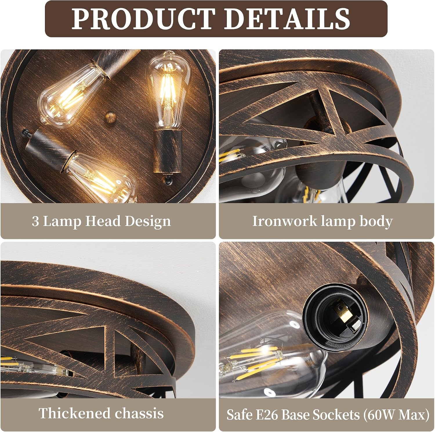 13 inch Flush Mount Ceiling Light Fixtures,3-Light Modern Hallway Light Fixtures Ceiling, Black Gold Lights Fixture Ceiling Mount for Farmhouse,Kitchen, Bedroom 1 Pack