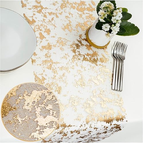 PapaKit Camino de mesa fino dorado metálico brillante de 11 x 84 pulgadas paquete de 2 para vacaciones bodas fiestas y decoración diaria