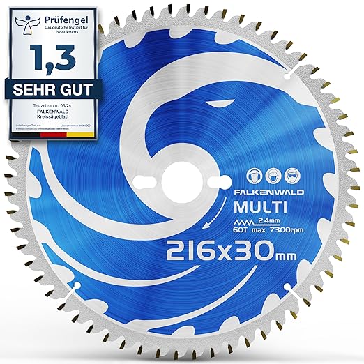 FALKENWALD® Circular Saw Blade, 216 x 30 mm, Ideal for Wood, Metal and Aluminium, Compatible with Bosch GTS 635-216 and Metabo KGS 216 M : Amazon.de: DIY & Tools
