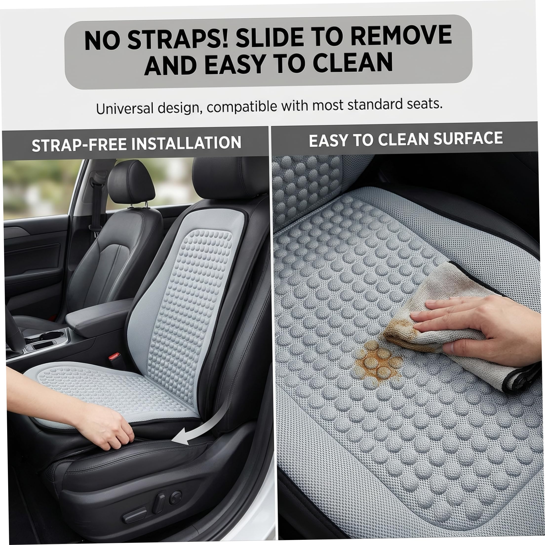 Funda de Asiento refrescante para Coche, cojín Delgado para Todas Las Estaciones, Color Gris
