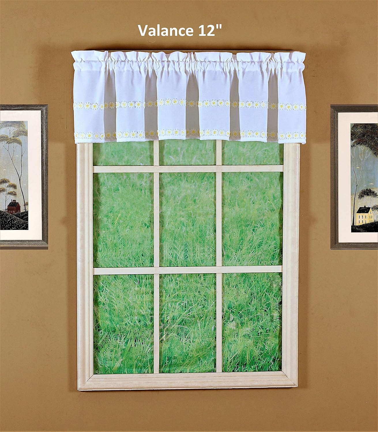 Today's Curtain Daisy Mae Applique Valance 12", Yellow