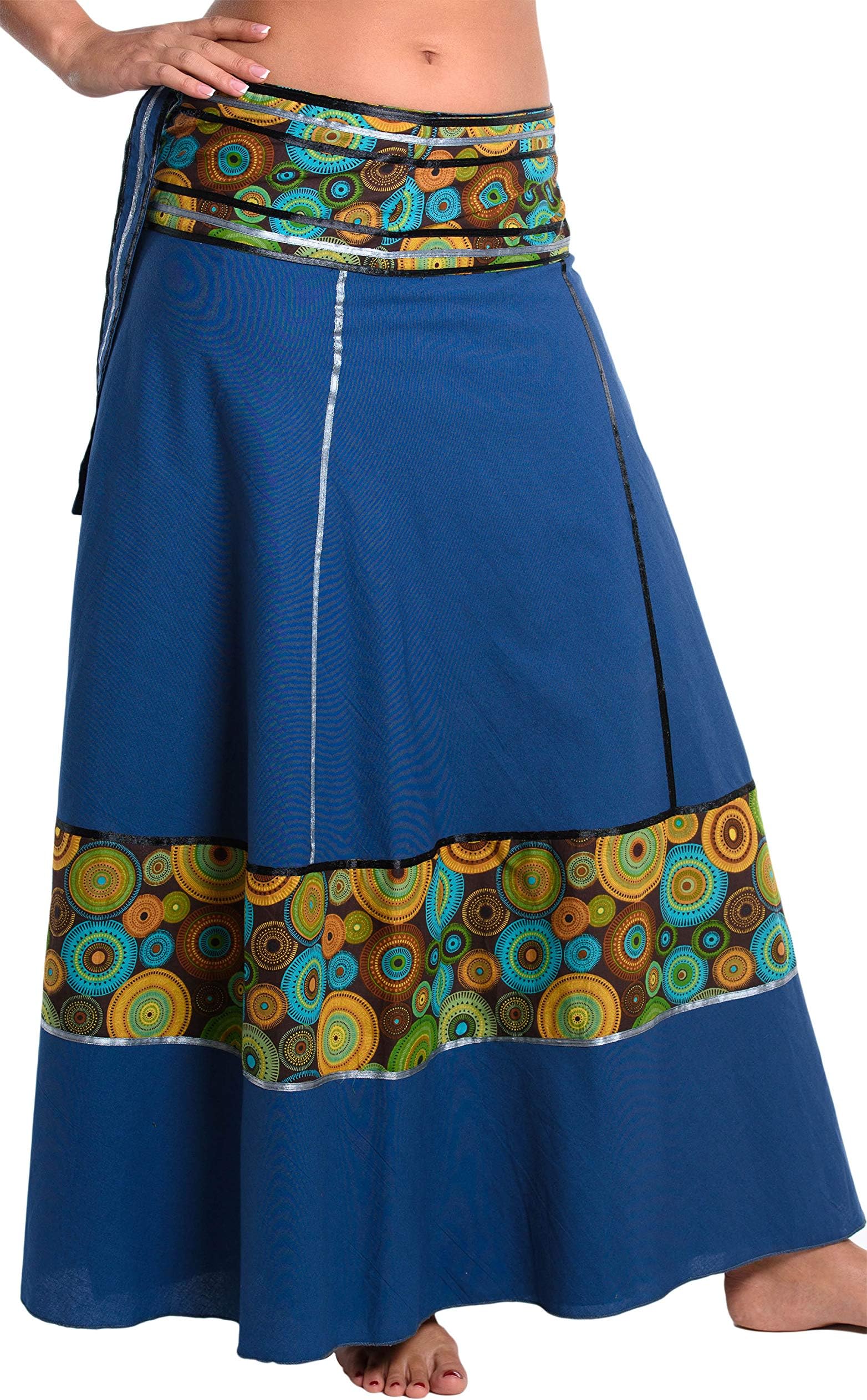 Ufash Wrap-Around Skirt Boho Goa Gipsy - Colorful Maxi Skirt from India, with Ties - Skirt for Women & Men - in Winter & Summer - Many Different Designs