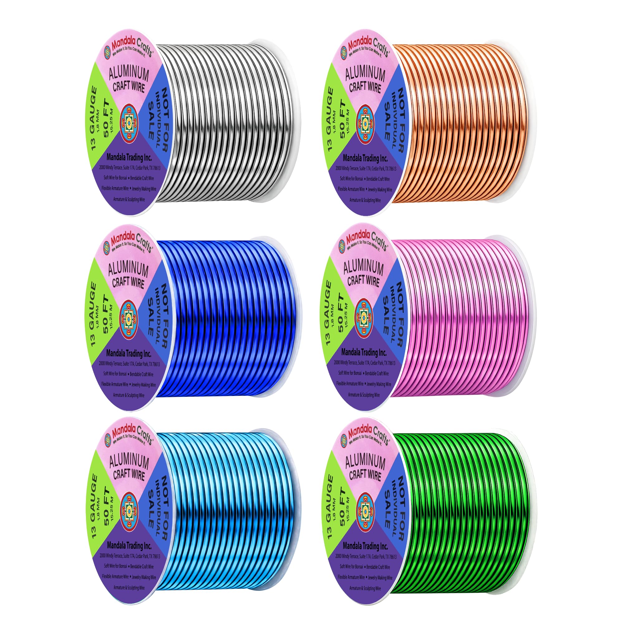 Mandala Crafts 13 GA Pink Green Blue Assorted Anodized Aluminum Craft Wire