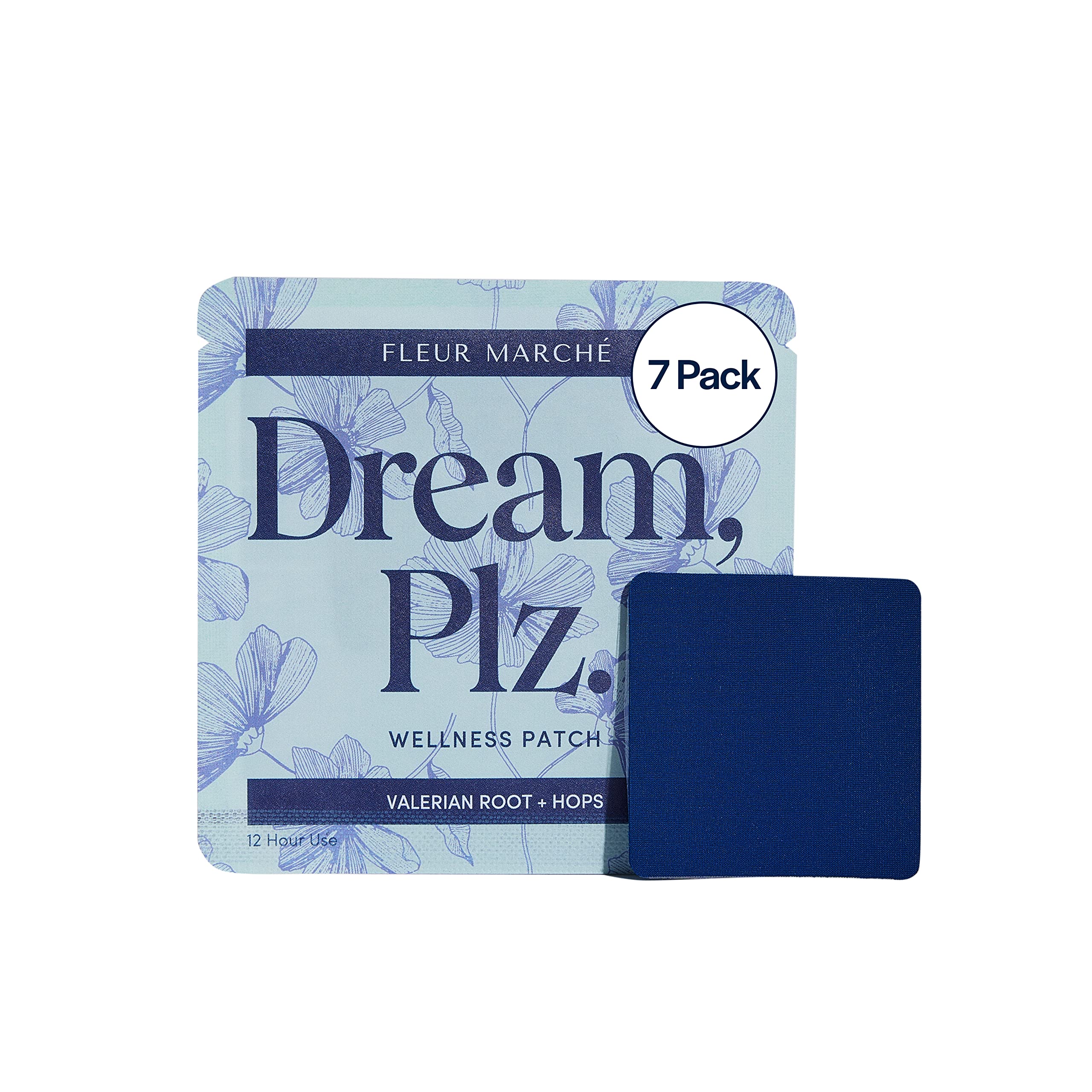 Fleur MarchéDream, Plz. Botanical Sleep Patch - Sleep Aid Patch with Valerian Root, L-Theanine, Lavender Oil & Hops - Natural Sedative - Highly Bioavailable Sleep Aid - 7 Patches
