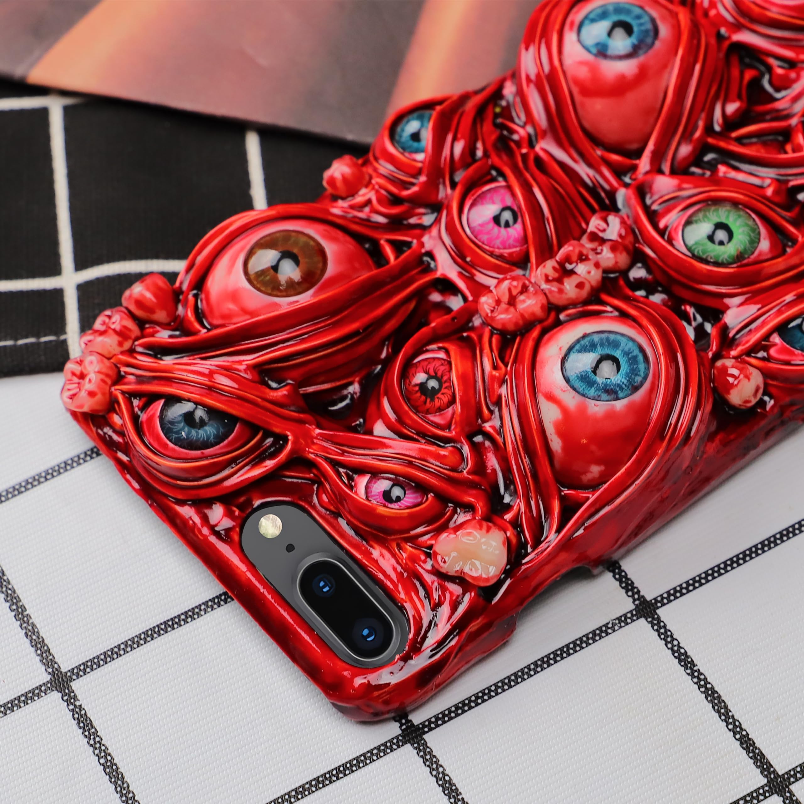 2in1 IPhone 13/14 Hülle Mit Ringständer - Niedliches Goth Skelett Design, Kamera-Abdeckung, Schwarzes Motiv