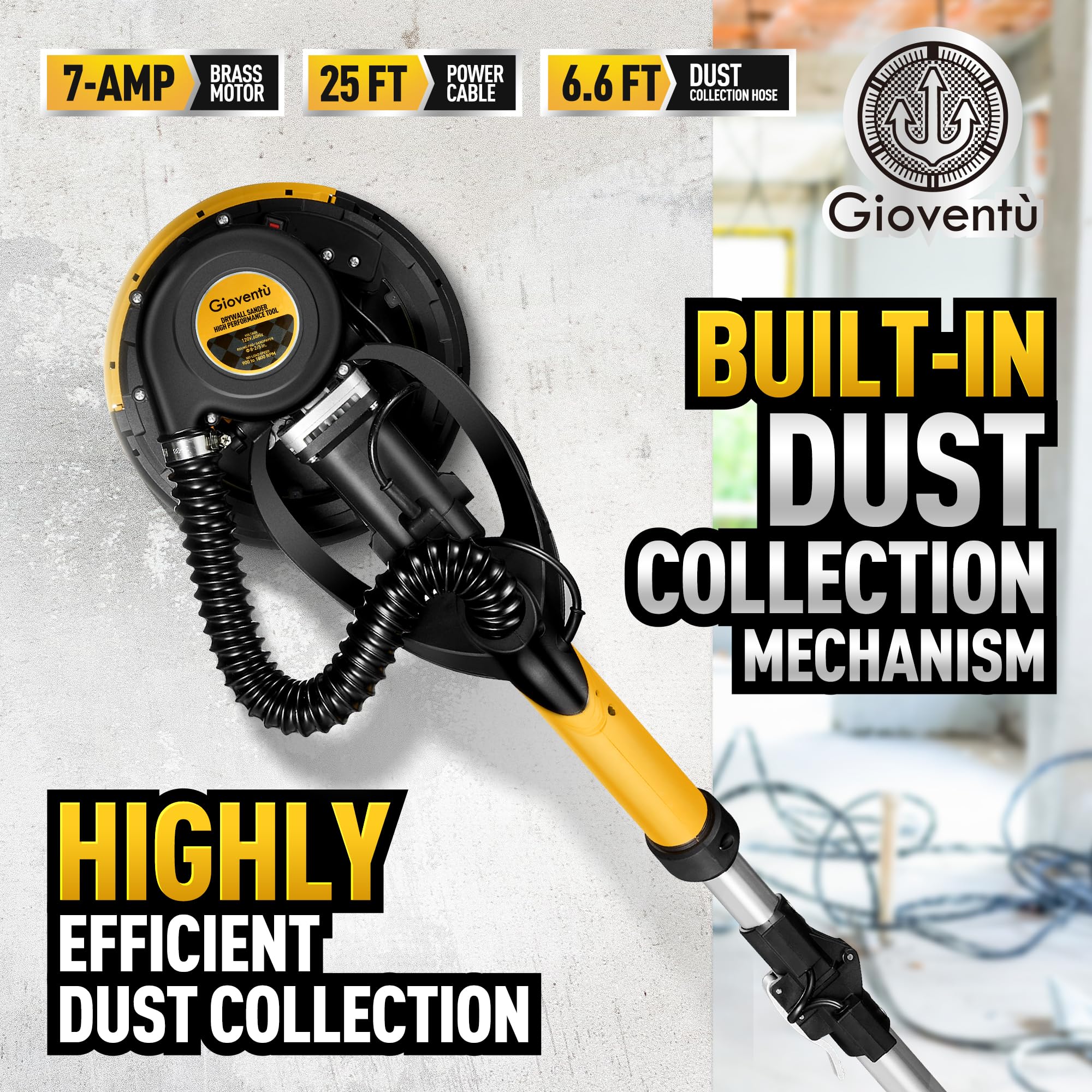 Electric Drywall Vacuum Sander - Dustless & Powerful -5 Electric Drywall Vacuum Sander - Dustless & Powerful -5