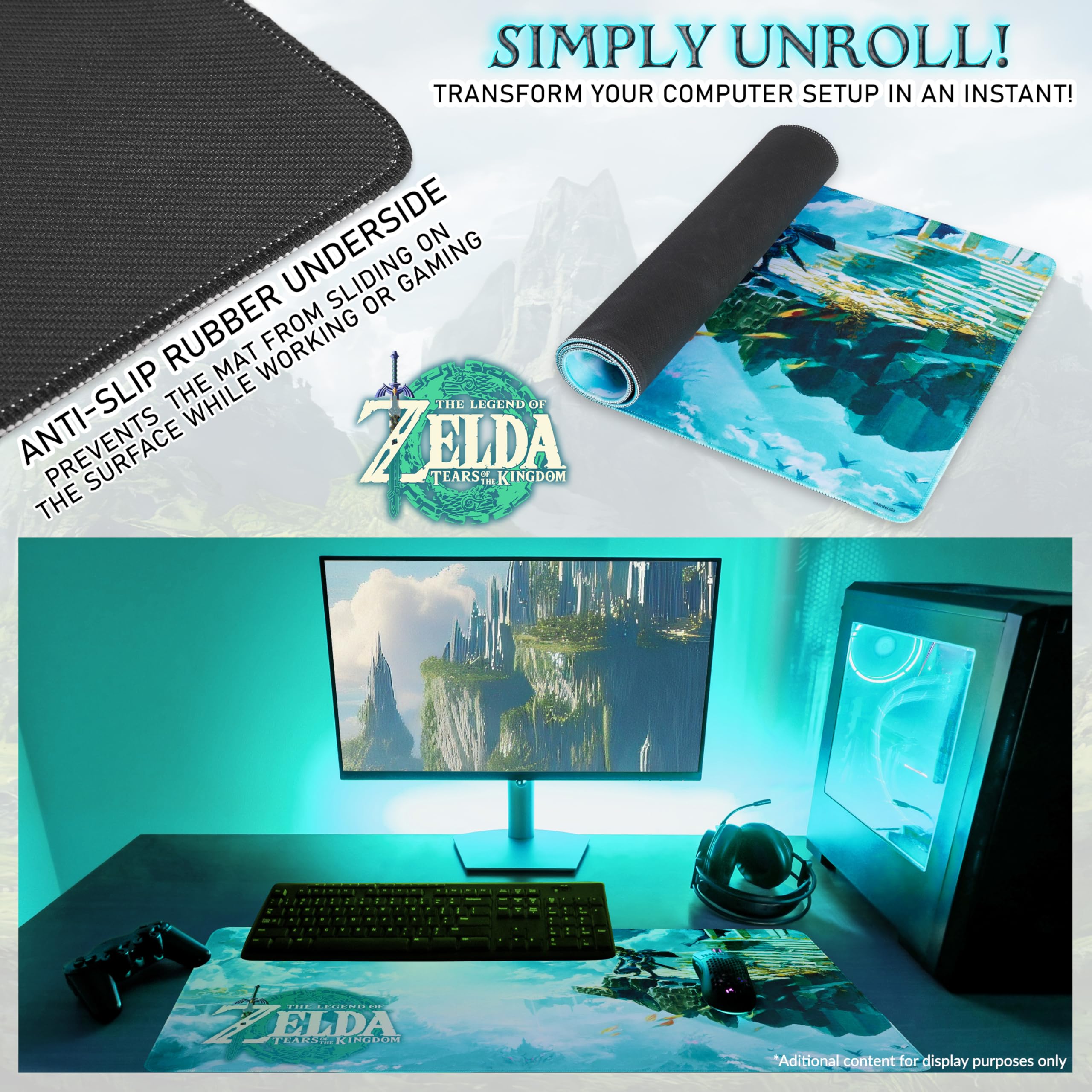 ZELDA Alfombrilla Grande Antideslizante para Escritorio para Niños, Regalo Gamer