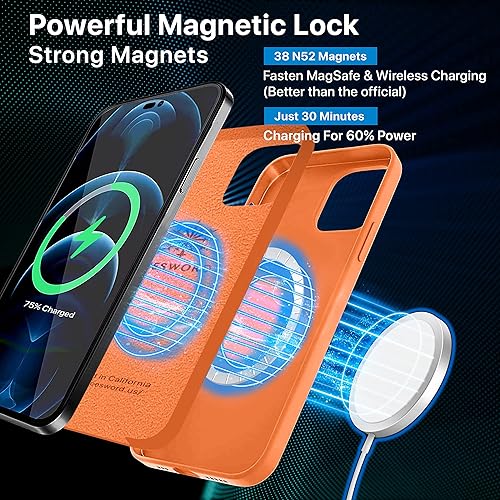 Miniatura 10 de IceSword Funda magnética para iPhone 14, funda de silicona amarilla carga rápida imanes fuertes, forro de microfibra delgado y delgado, brillante