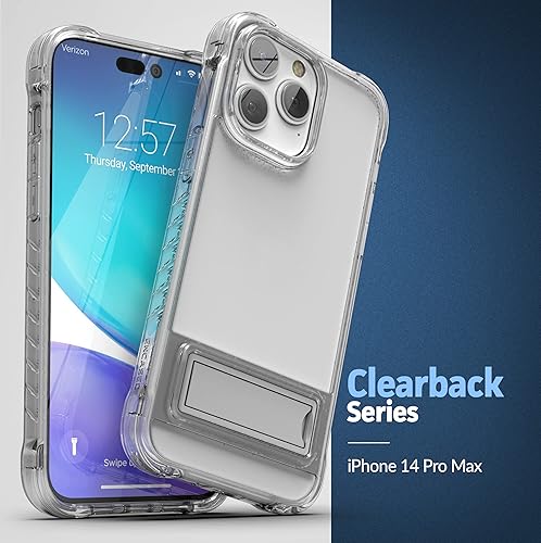 Miniatura 7 de ENCASED Funda transparente con soporte para iPhone 14 PRO MAX con protector de pantalla (soporte de metal duradero)