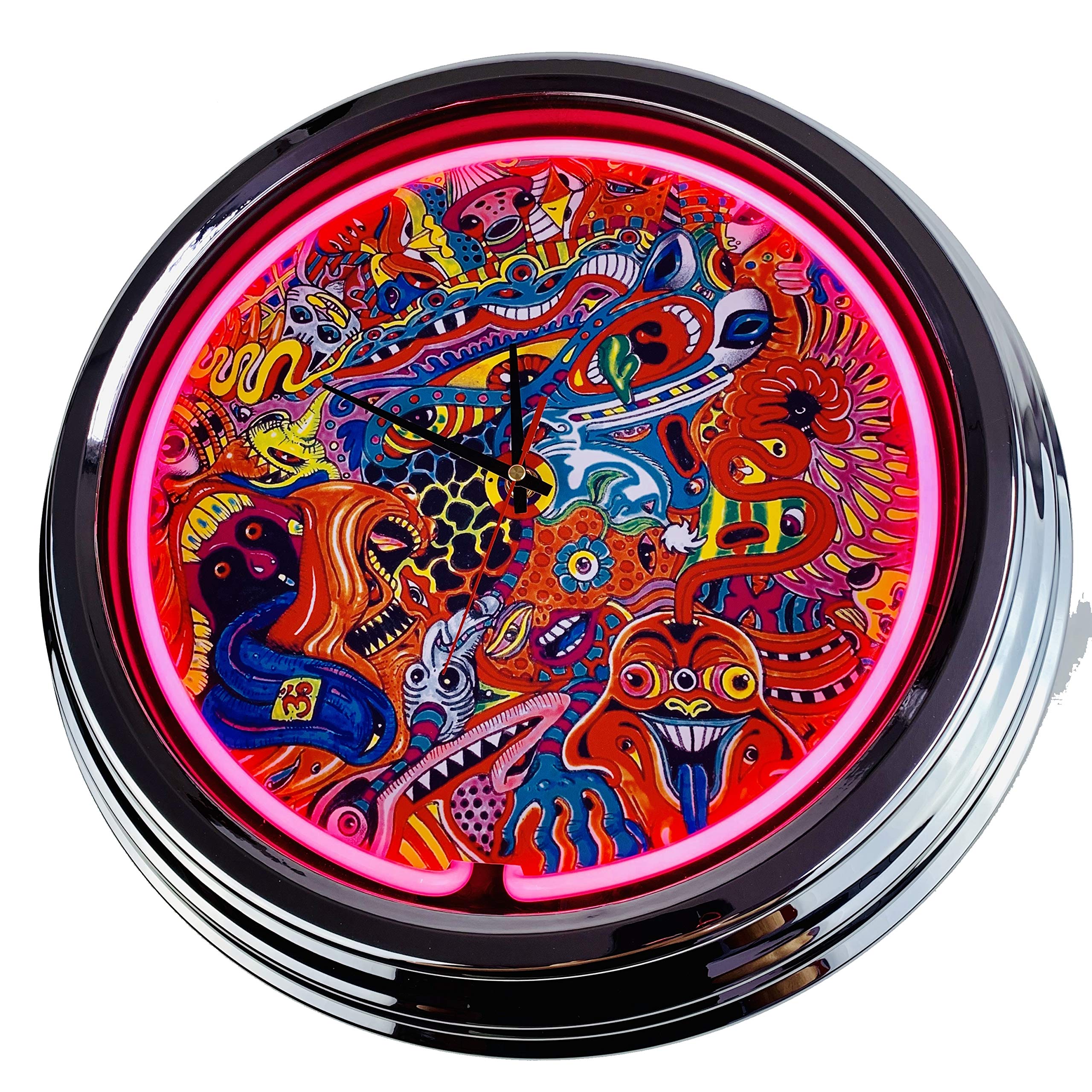 Orologio al neon "Art Pop Up2" orologio da parete Deko-orologio illuminato stile USA anni '50 retrò neon orologio sala da pranzo cucina Soggiorno ufficio (rosa)