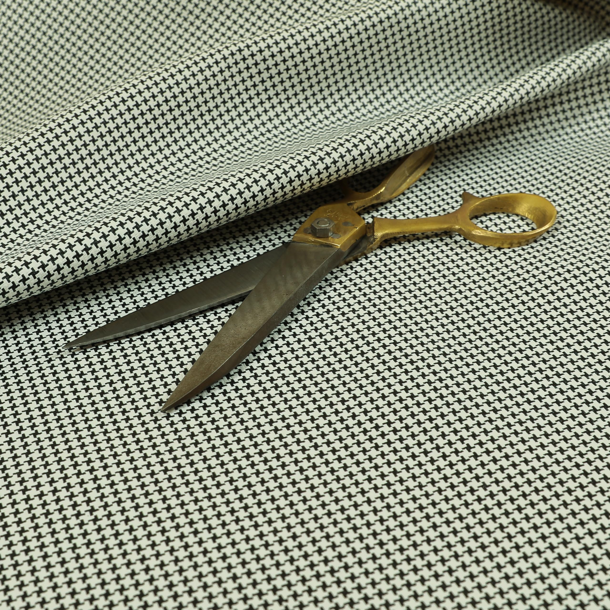 Redbrick Mill Fabrics Flame Retardant Modern Designer Houndstooth Pattern Faux Leather White Black Upholstery Fabric (1 Metre) โ image 1