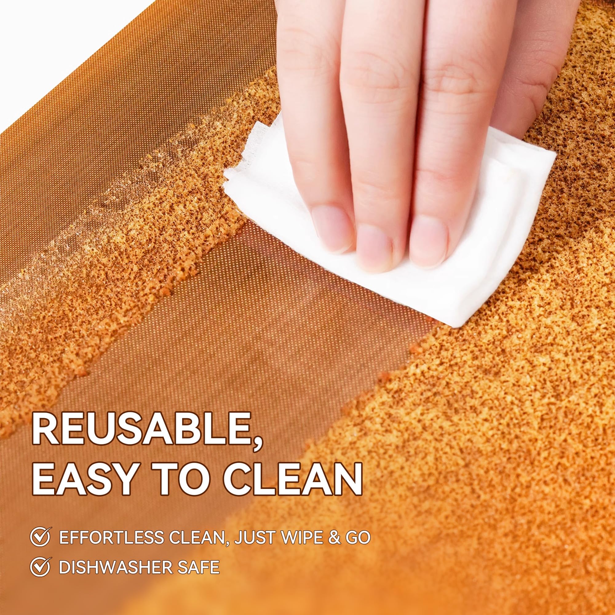 3Pcs Reusable Teflon Parchment Paper Baking Sheets, 12x16 inch Baking Paper, Non-Stick, Non-Toxic, Heat Resistant - Image 3