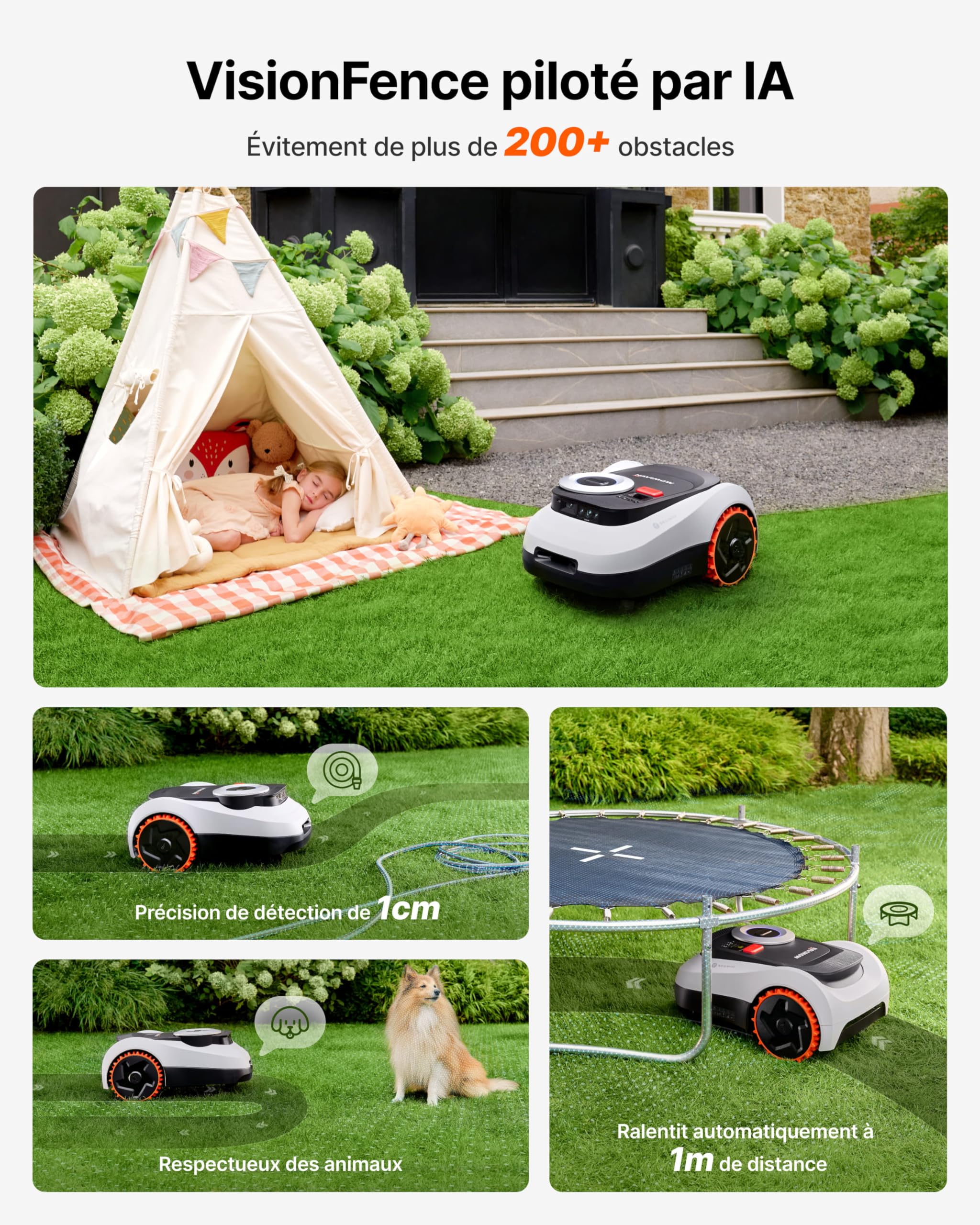 Segway Navimow i215 Robot tondeuse LiDAR 1500m² Garage M pentes 45% cartographie automatique sans fil 4G