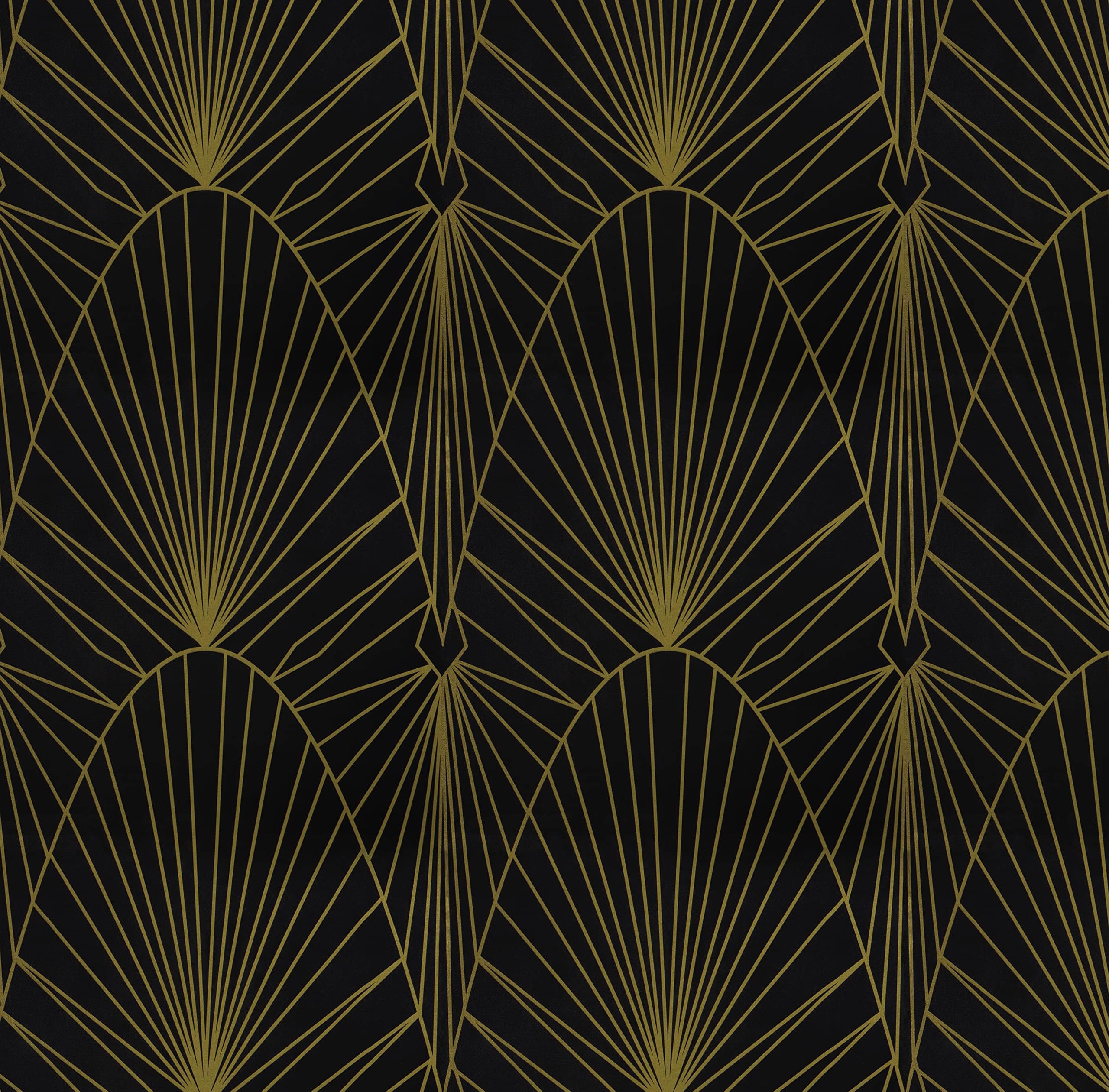 Peel and Stick Wallpaper Geometric Wallpaper Modern Black and Gold Wall Paper for Bedroom Art Deco Geometric Contact Paper for Cabinet Removable Self Adhesive for Wall Vinyl 17.3''x393.7''