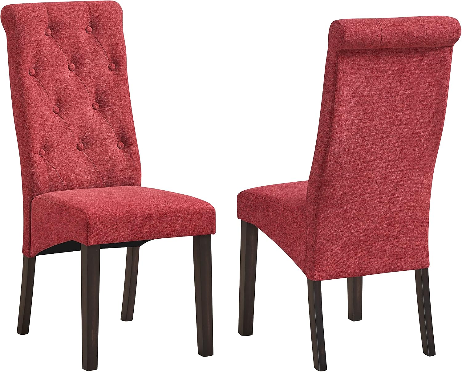 Kings Brand Furniture - Lemont Tufted Upholstered Parsons Dining Chair, Set of 2, Red