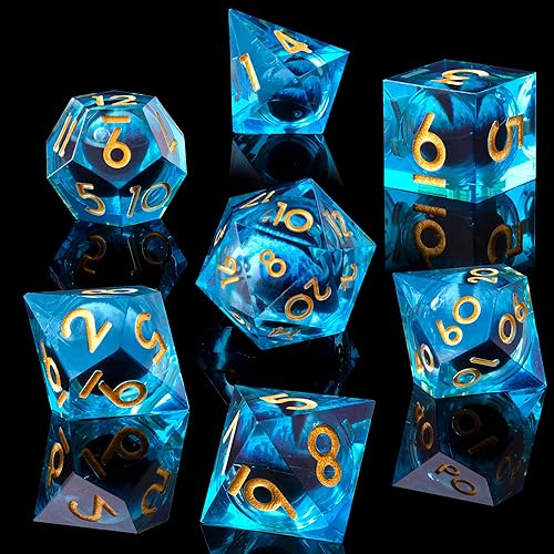 Role dice Beholder's Dragon Eye - Juego de dados DND, dados de resina con bordes afilados de núcleo líquido para Calabozos y Dragones, 7 dados