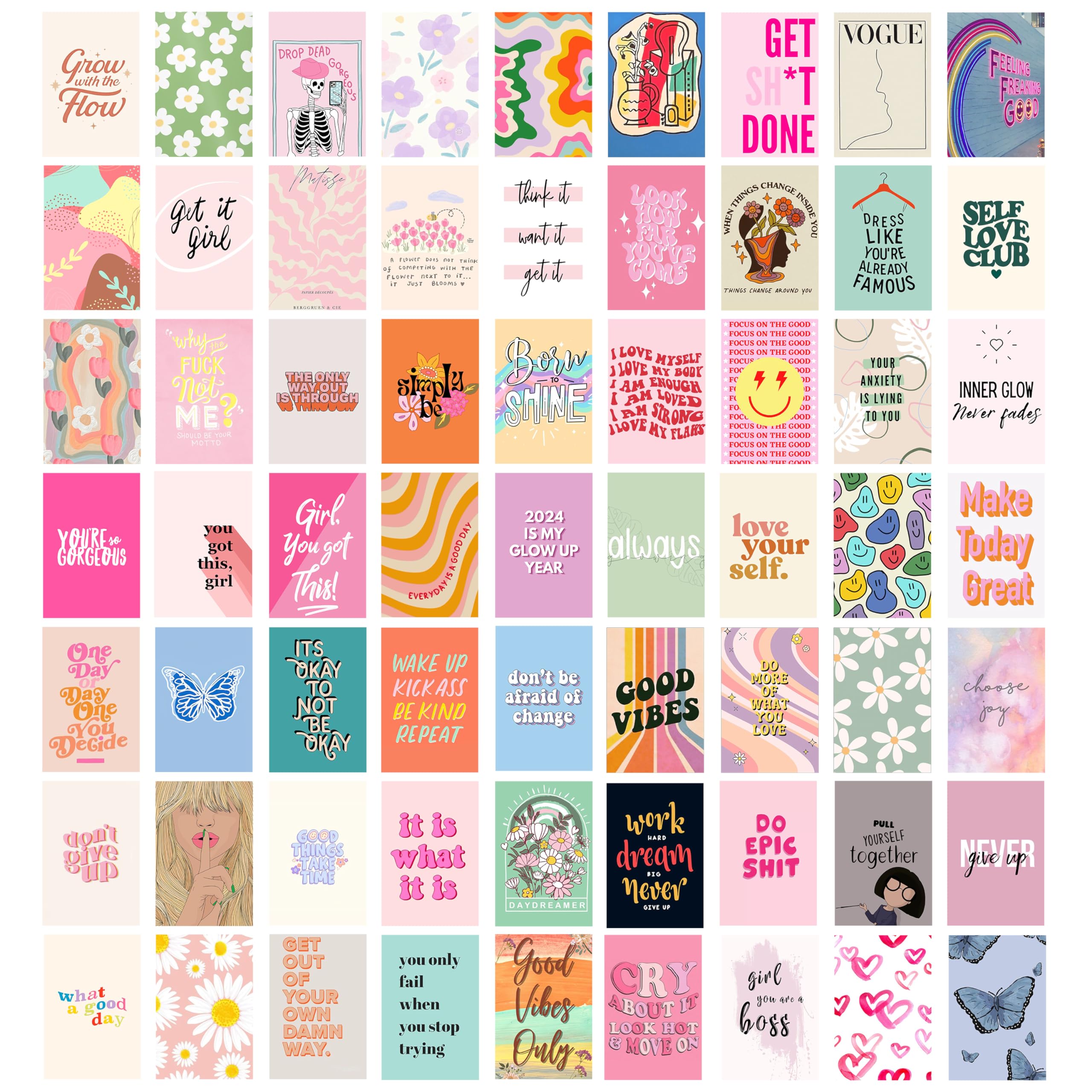 Paper Aesthetic Wall Collage Kit for Bedroom, Living Room, Office, Study Room Walls Decoration 4.00x6.00 Inches(Set of 63 Wall Decor Stickers) Self-Adhesive Poster, Home Decor Accessories-image-37