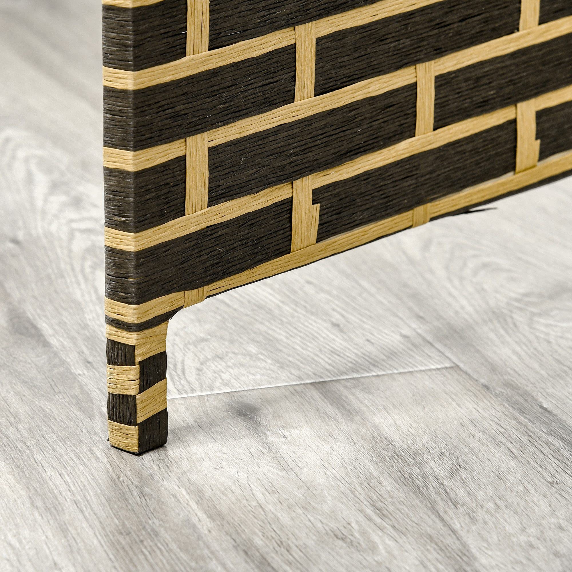 HOMCOM Paravent intérieur 4 Panneaux Pliables 180L x 180H cm séparateur de pièce Bois de peuplier Fibres de Papier tressée Chocolat Paille