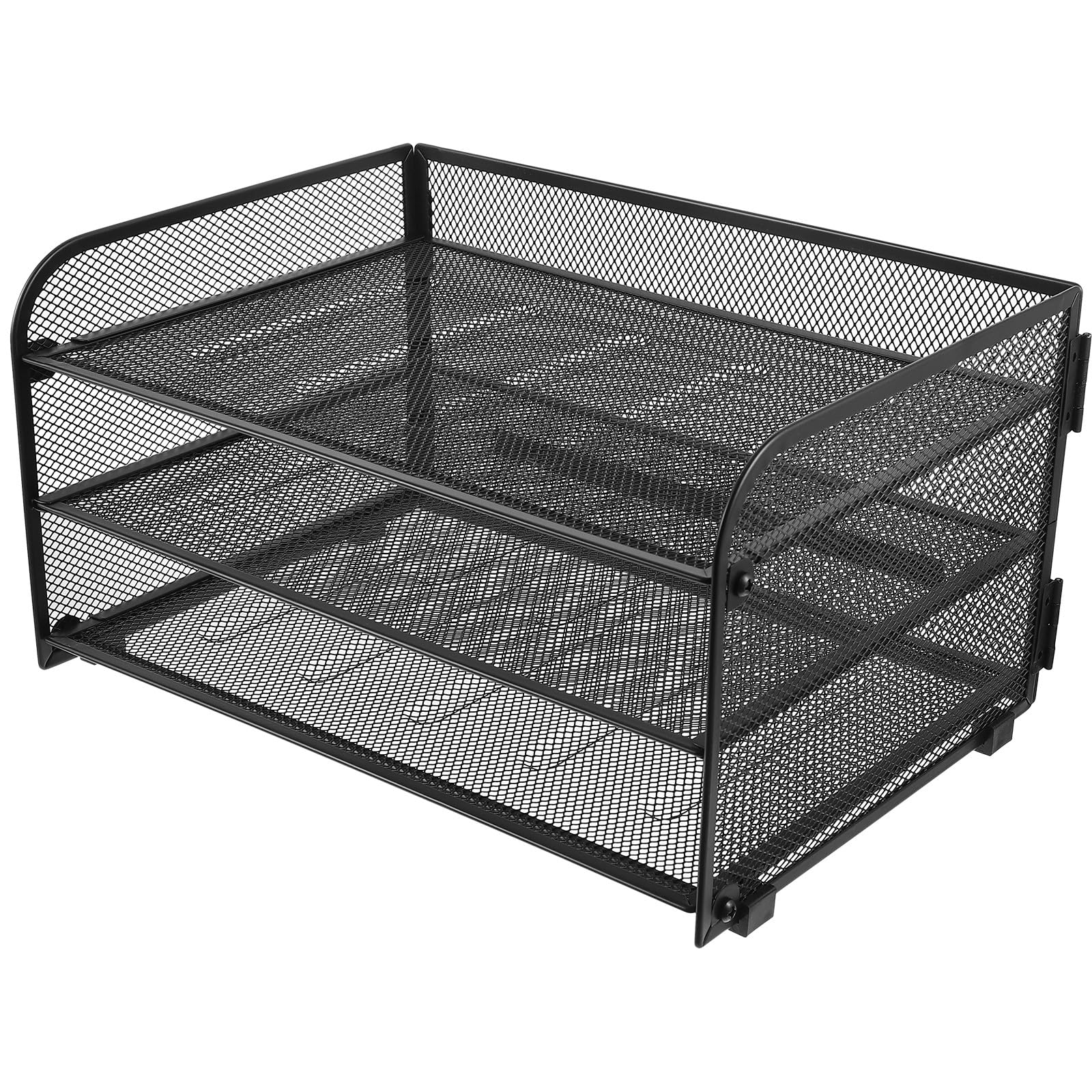 Czarny metalowy 3-poziomowy papier biurkowy o dużej pojemności, oszczędzający miejsce, idealny do domowego biura, szkoły i salonu, rozwiązania do przechowywania listów