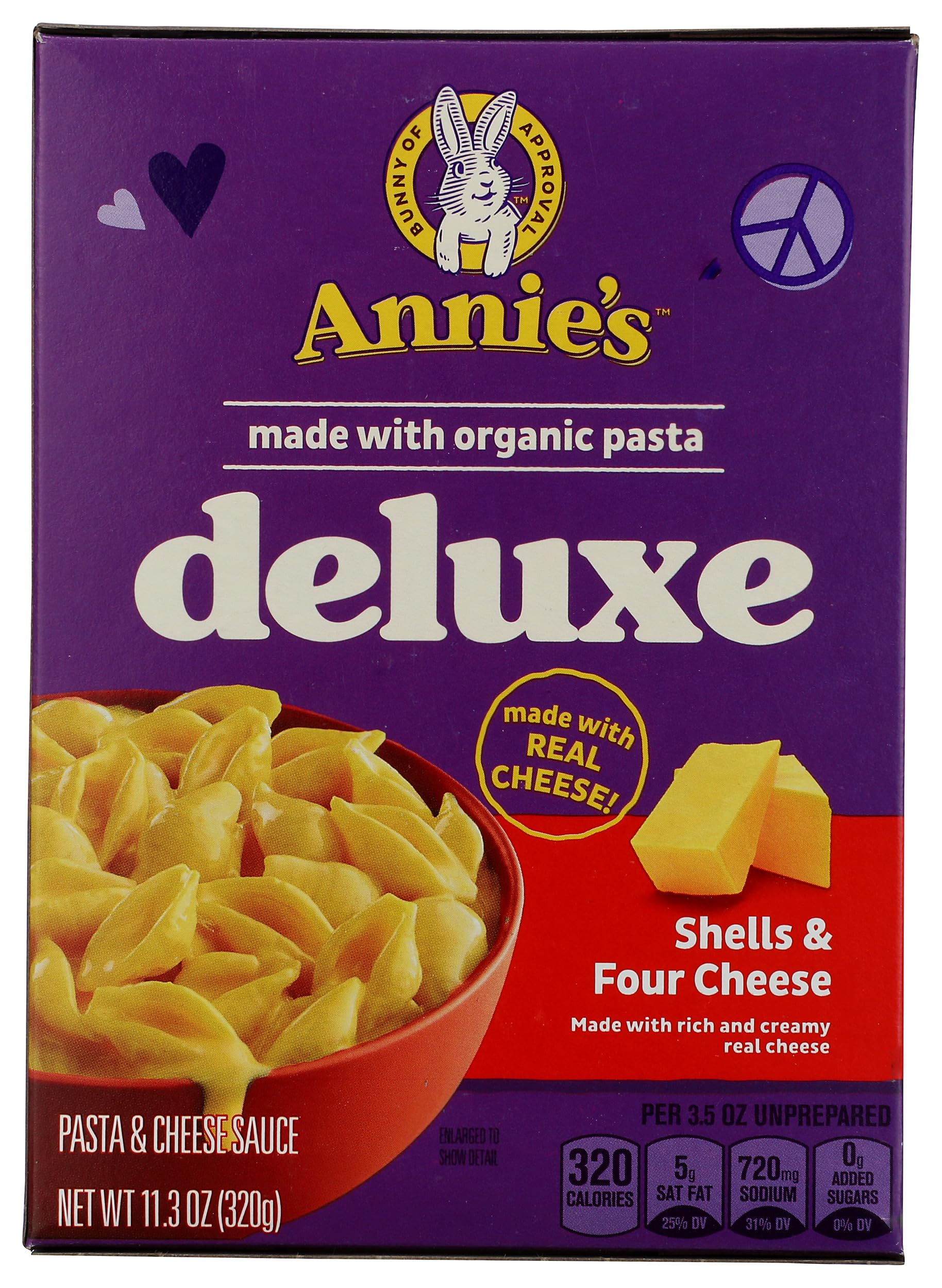 Annie's Deluxe Macaroni and Cheese with Organic Pasta, Shells and Four Cheese, 11.3 oz