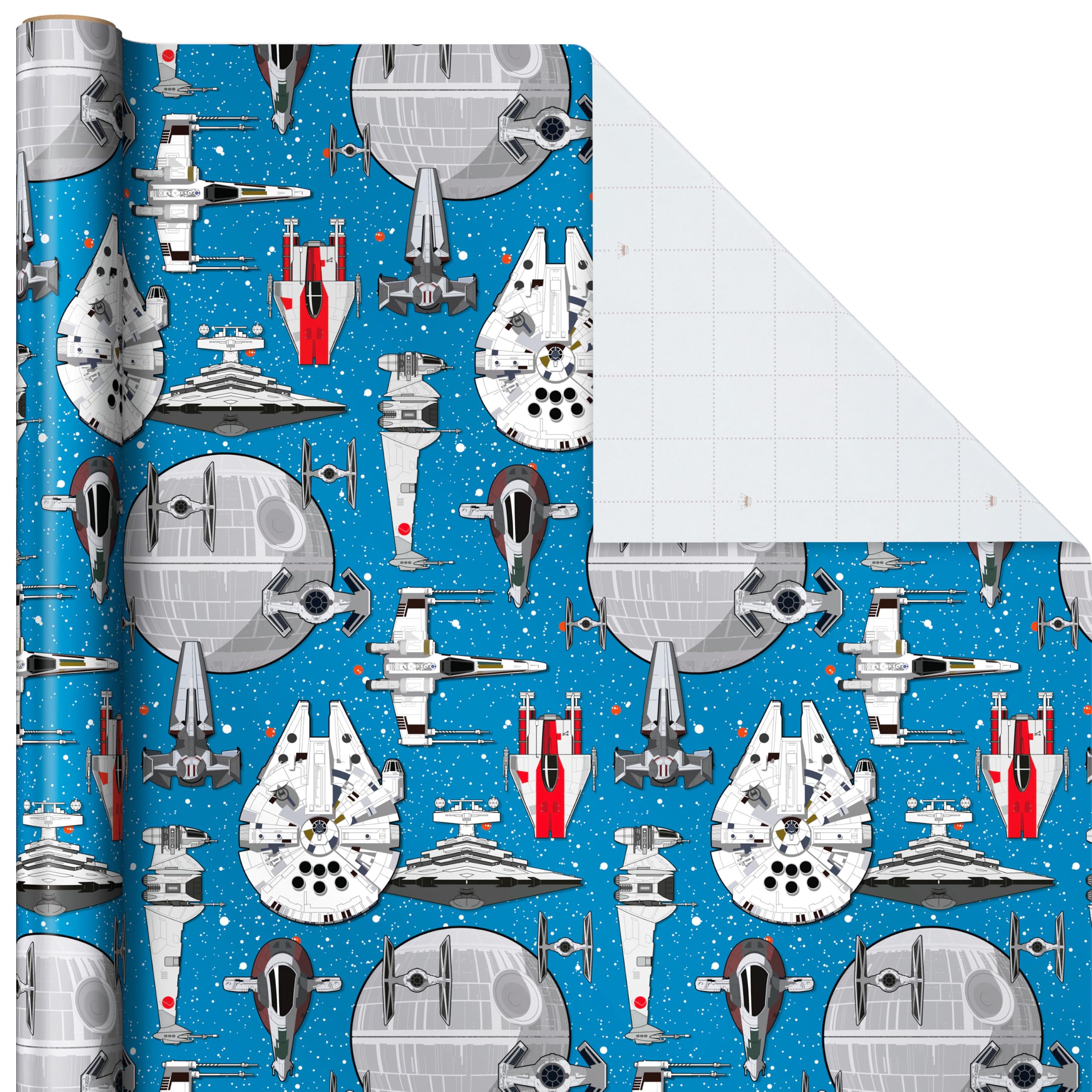 Hallmark 0005EWR2930 Star Wars Lot de 3 rouleaux de papier cadeau Yoda avec lignes de coupe au verso 60 m²