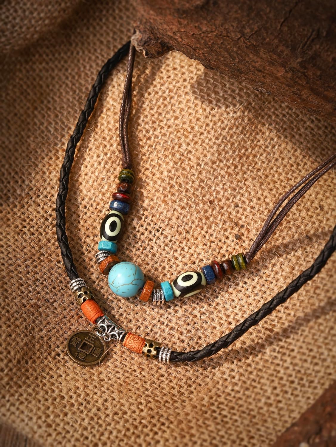 MINACHI Layered Boho Wood Bead Choker Necklace, Hollow Flower Charm, Personality Jewelry for Men and Women - Image 7