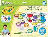 Crayola Spill Proof Washable Paint Set for Toddlers - 8 Vibrant Colors, Brushes, Trays, 40 Educational Activity Pages, Mess-Free Kit Ages 3+