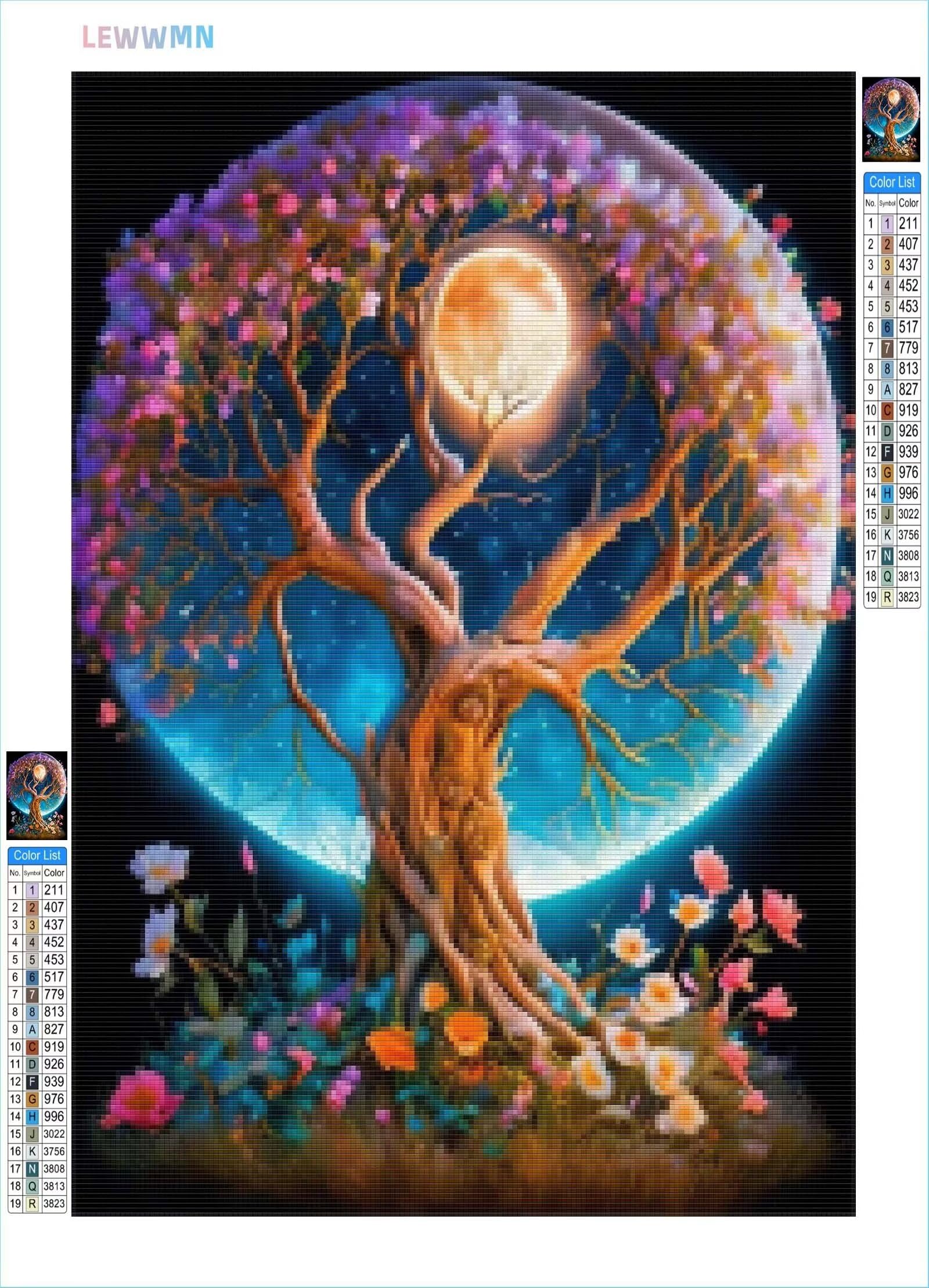 COKYIS Kit Diamond Painting 5D: Albero Colorato, Quadro Con Numeri 40x50cm, Completo Di Strass Rotondi - 2