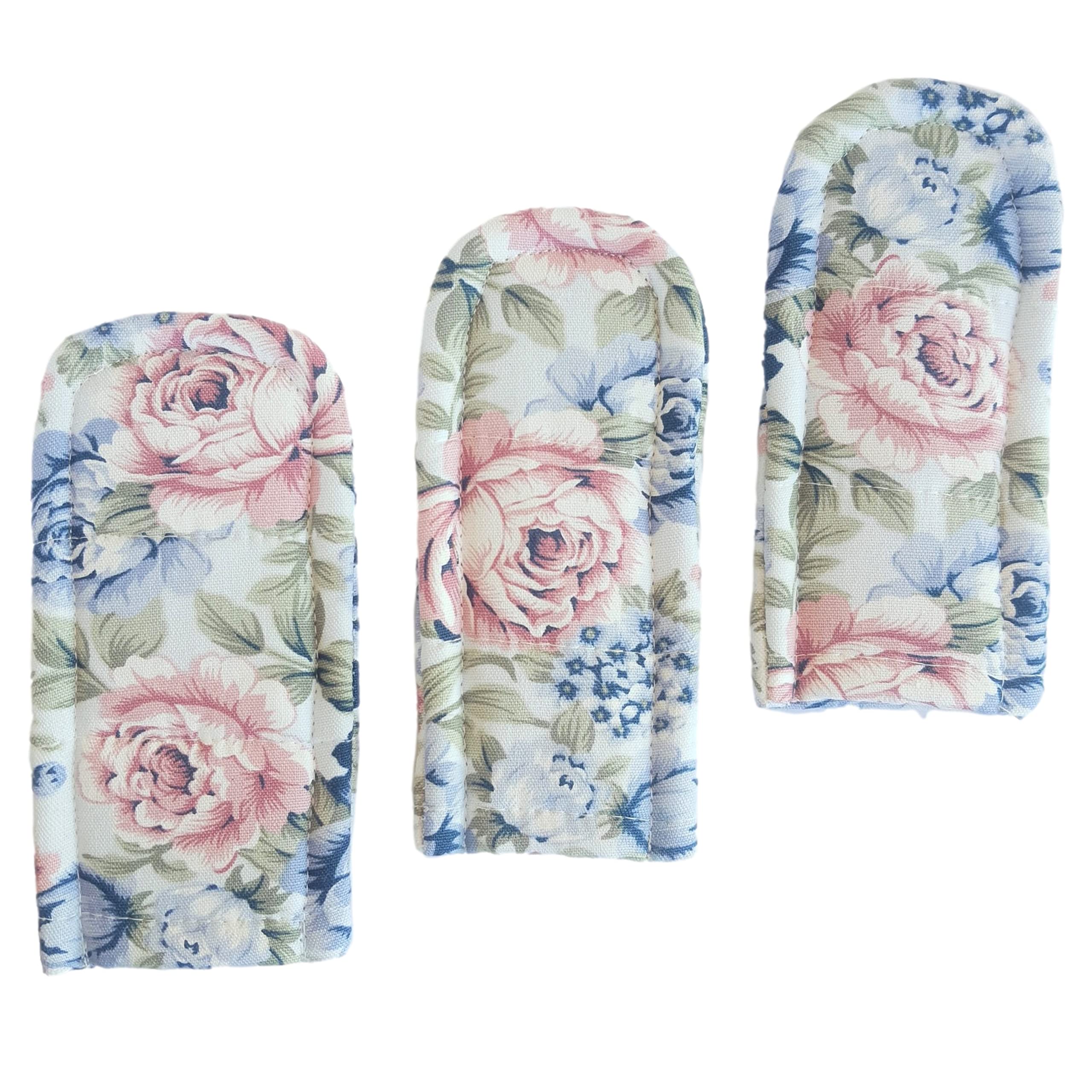 CUSHYSTORE 3X Pan Handle Holder Cover Canvas Holders Heat Resistant Anti-Scalding Protector (Blue Rose Garden)