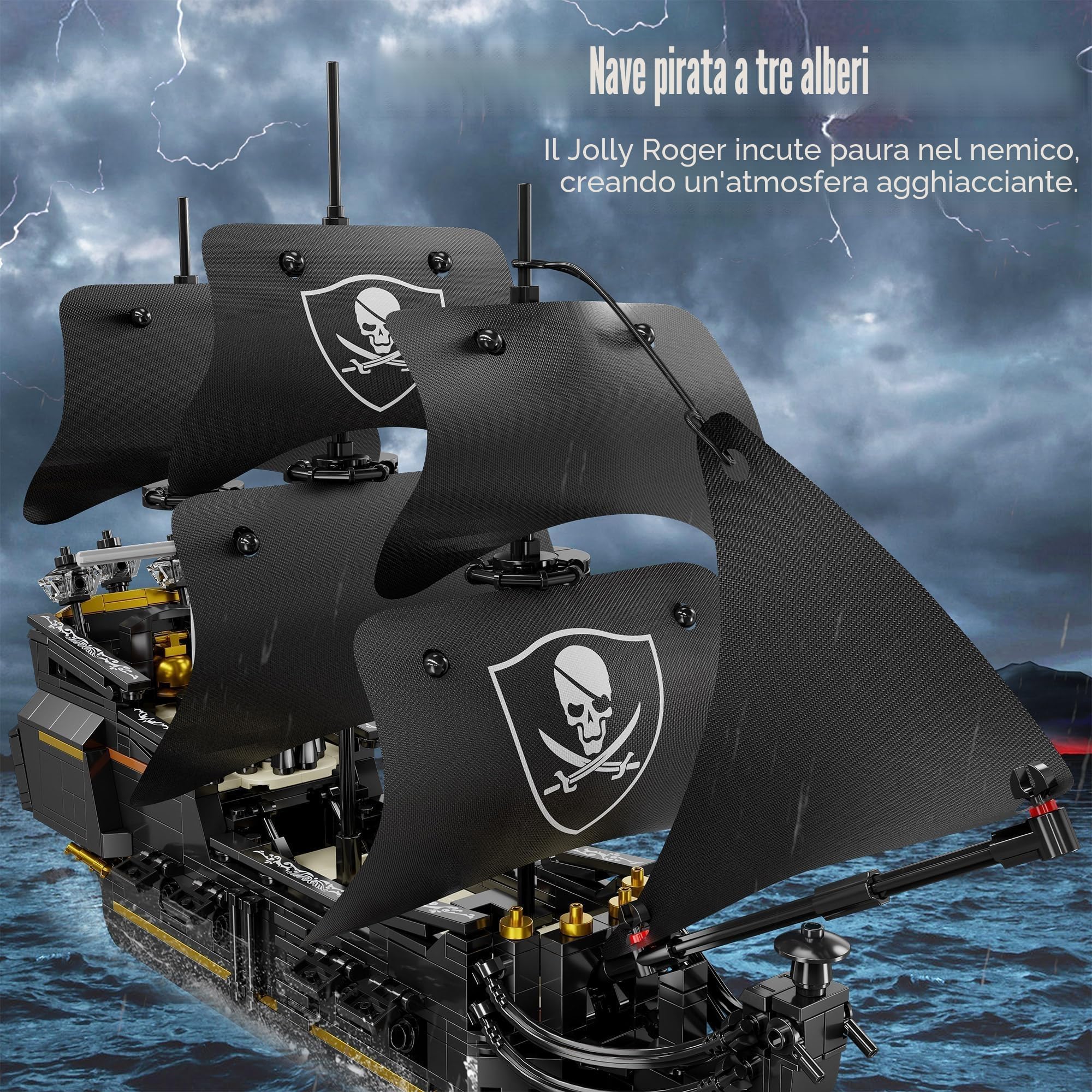 TYCOLE Nave Pirata Perla Nera Set Costruzione, 921 Pezzi Modello Barca Giocattolo - Regalo Creativo per Adulti, Bambini e Bambine 8 Anni, Decorazione Casa e Ufficio