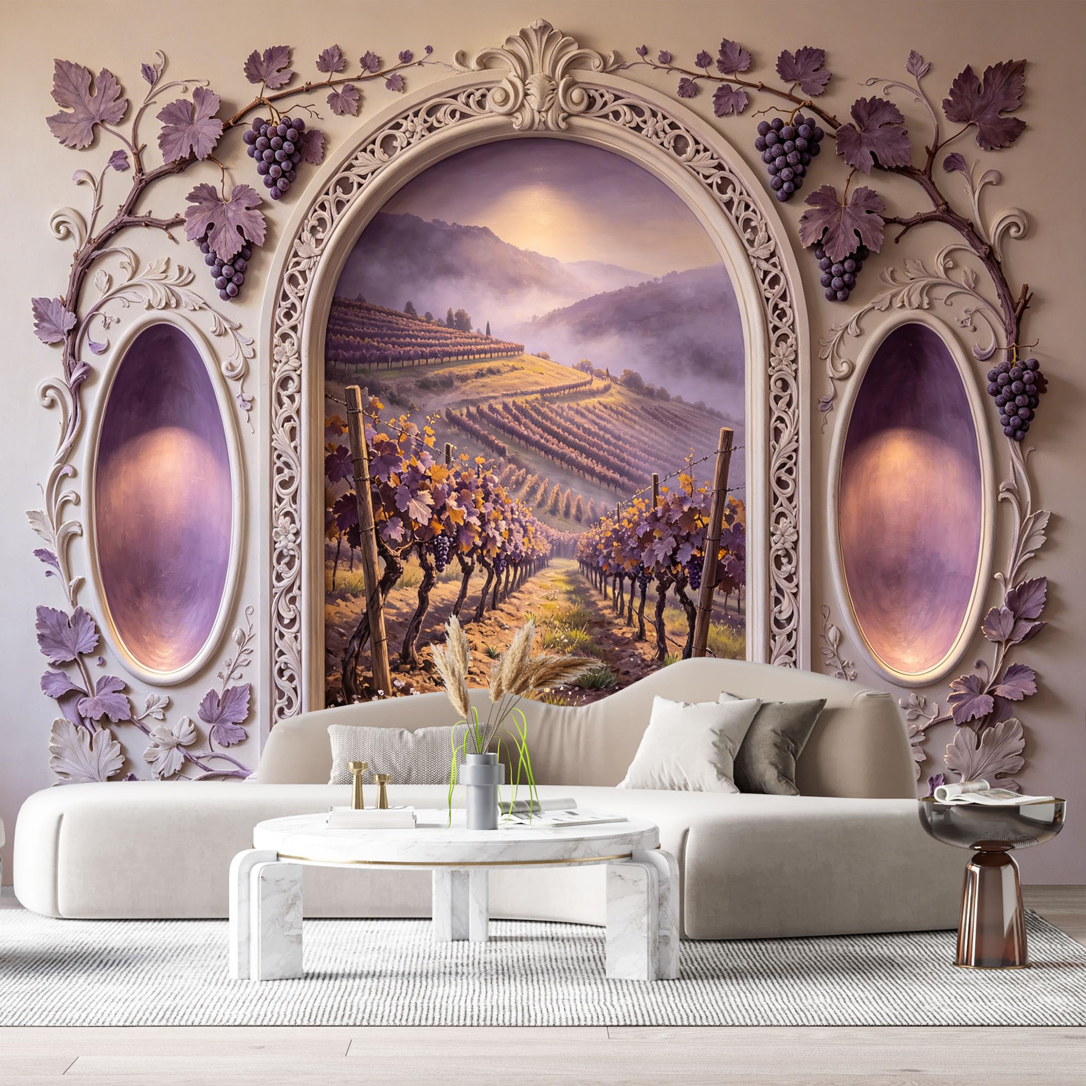 Custom Size Wall Mural Vineyard Landscape Oil Painting 3D Trompe L'Oeil SelfAdhesiveWall Fabric Removable Wallpaper Wall Decor for Living Room Bedroom Bathroom
