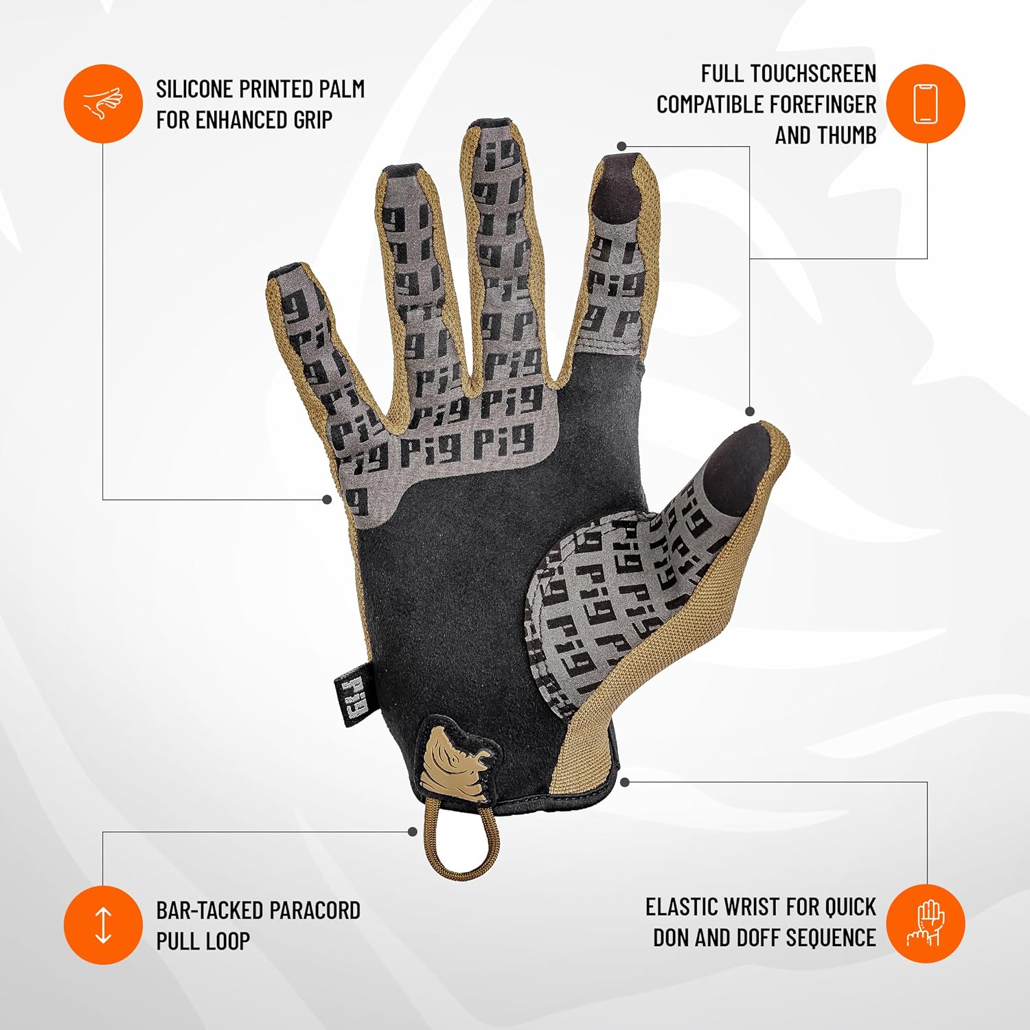 PIG FDT Delta Utility Gloves, Touchscreen Compatible, High Dexterity for Shooting Sports, 1 Pair
