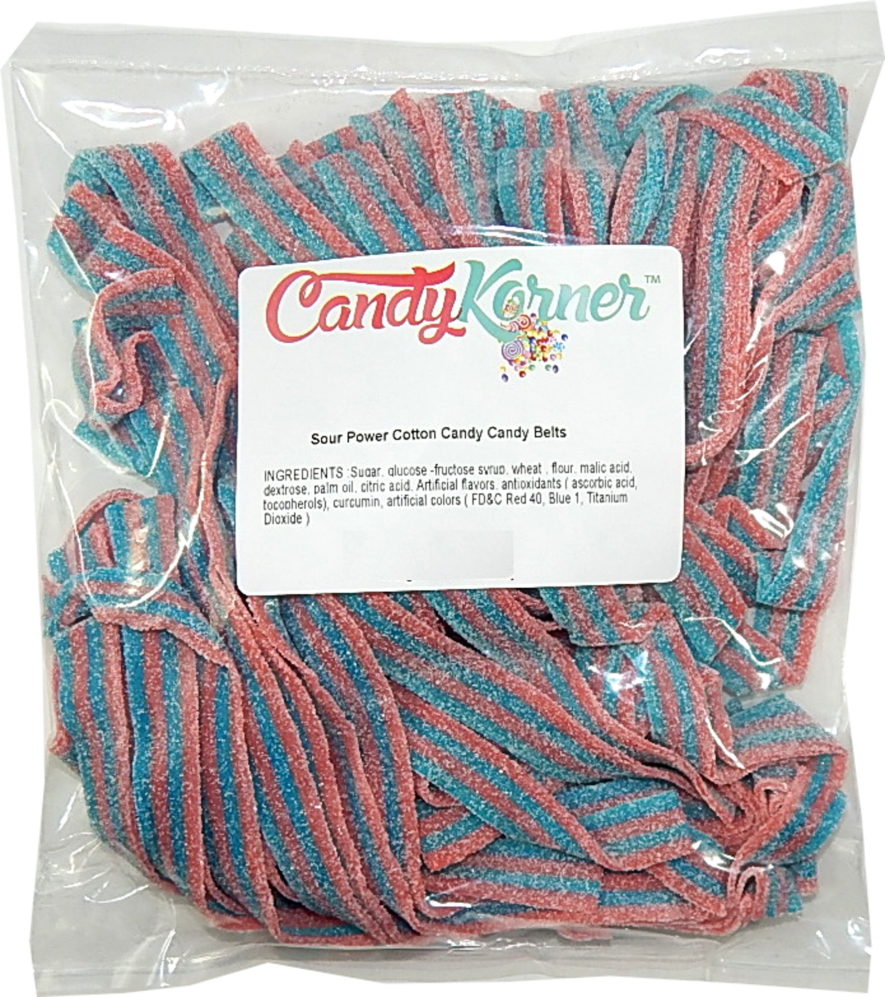 SourPower Sour Belts Cotton Candy 1 Pound (16 OZ)