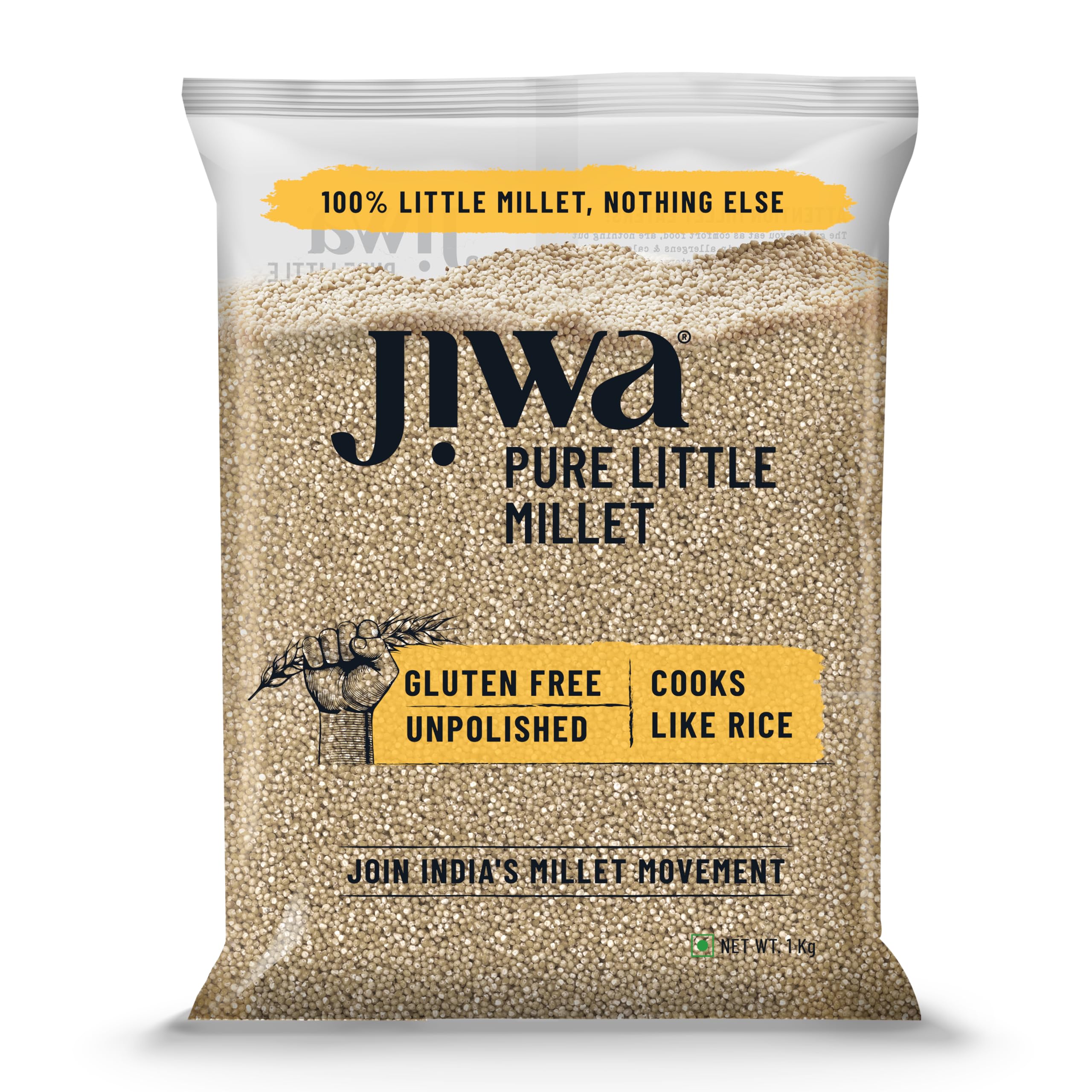 JIWA healthy by nature Organic Little Millet | 100% Natural & Gluten Free | Cooks in 15mins | Kutki Seeds | Unpolished High Fiber Minor Millets | Wholegrain | Low GI | 1 kg