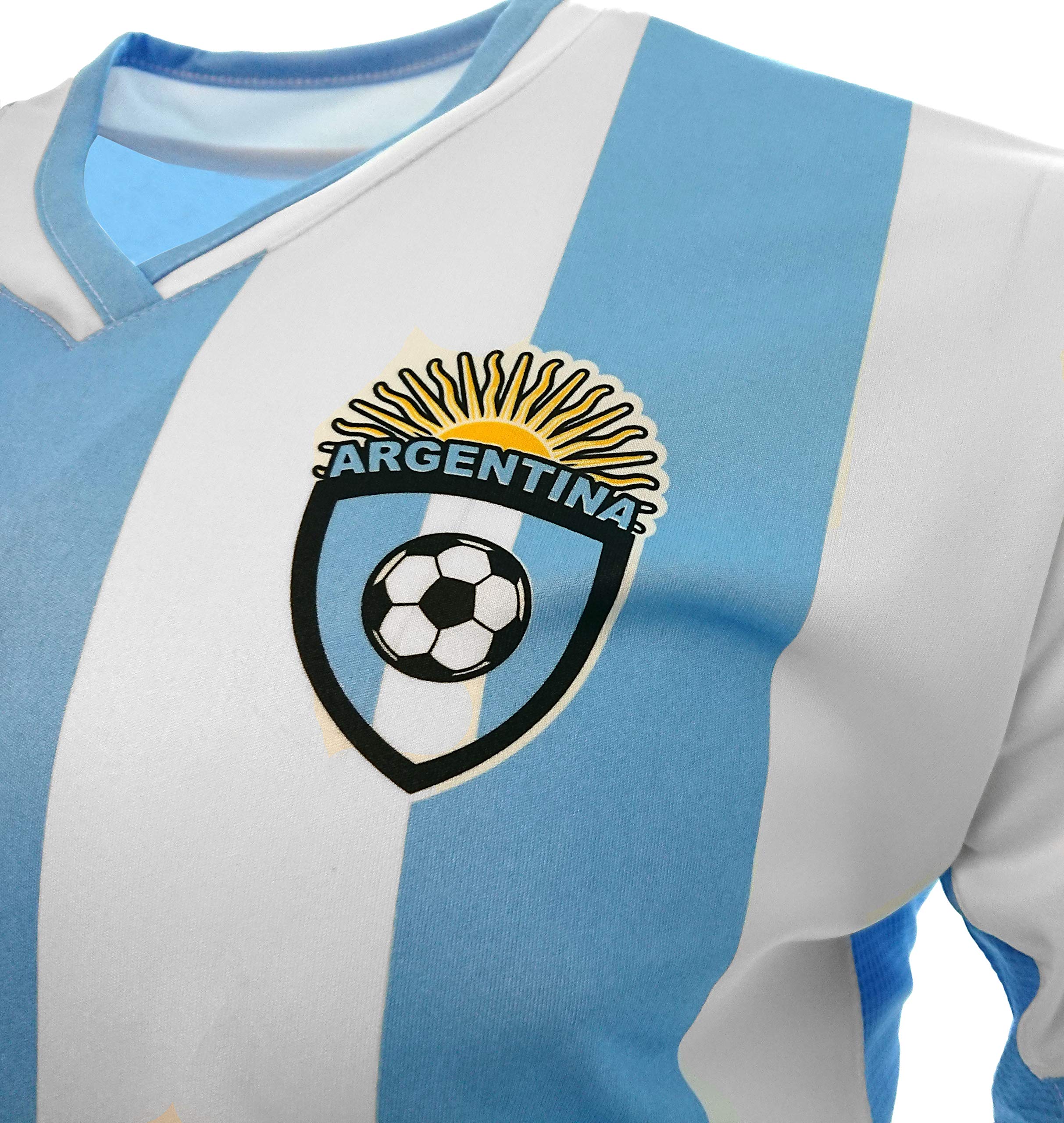 ARZA Argentina Soccer Jersey Short Sleeve White/Blue Slim Fit (US, Alpha, Large, Regular, Regular, White/Blue)
