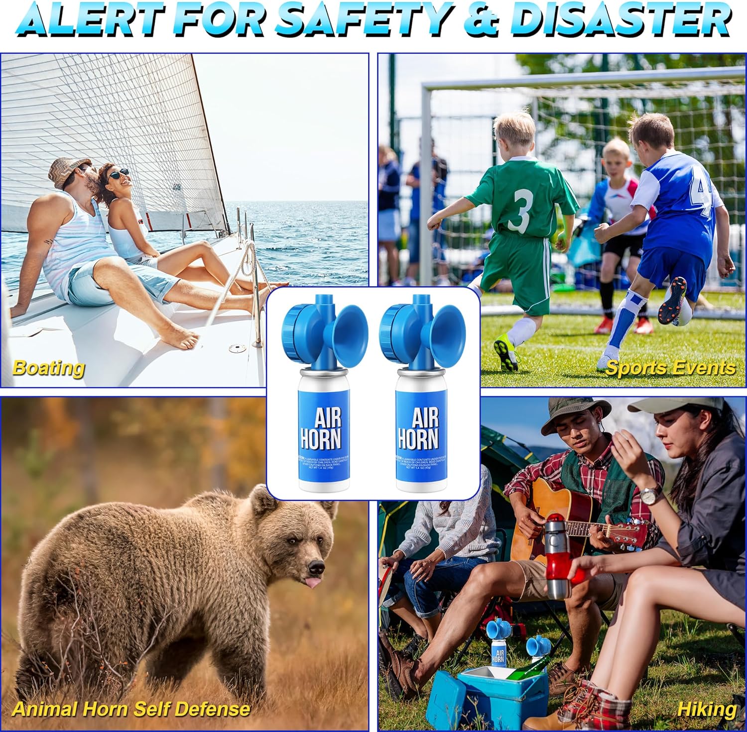 Saillong 1.4oz Marine Boat Air Horn, Loud Air Horns for Safety, Mini Small Blow Fog Bear Horn, Meet Coast Guard, Emergency Use for Marine Boating Sporting Events Outdoor Alarm