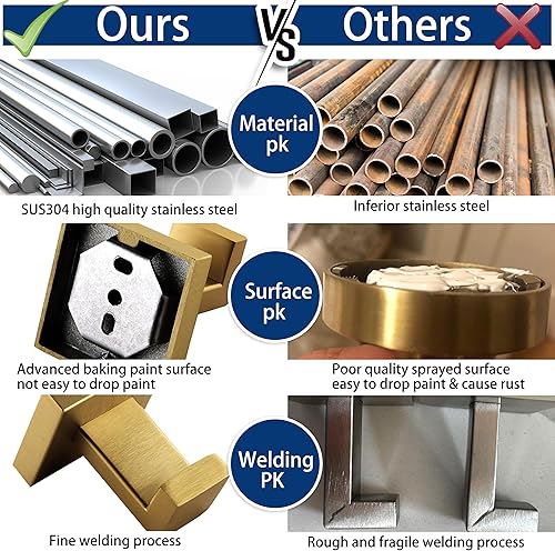 Miniatura 38 de Ganchos para toallas para baños, gancho negro mate para toallas de cocina y baño, gancho de acero inoxidable SUS304, ganchos resistentes para colgar