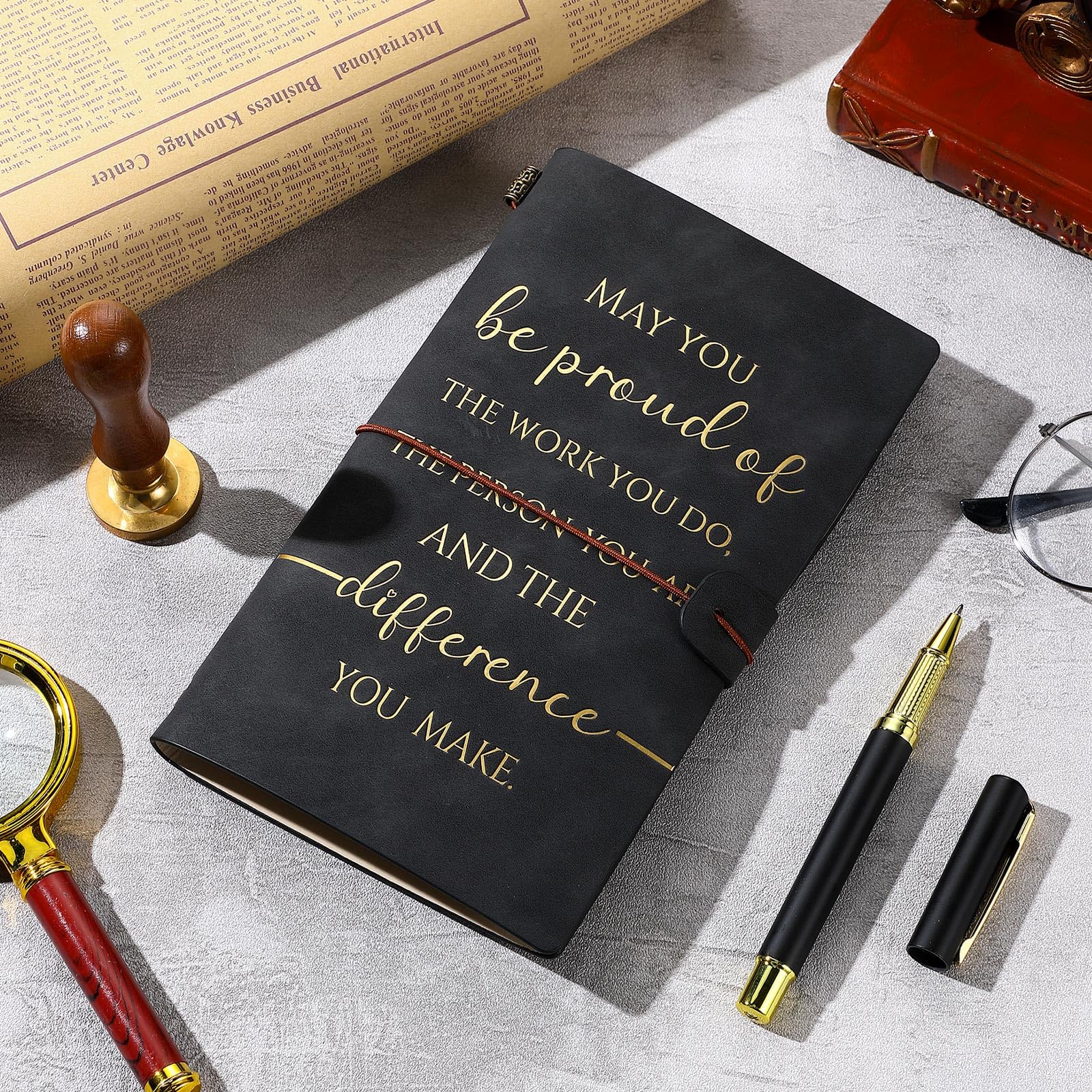 Tenare Employee Appreciation Gift Leather Notebook And Pen Set Inspirational Personalized Stationery Gift Set For Women Colleague Coworker Pink